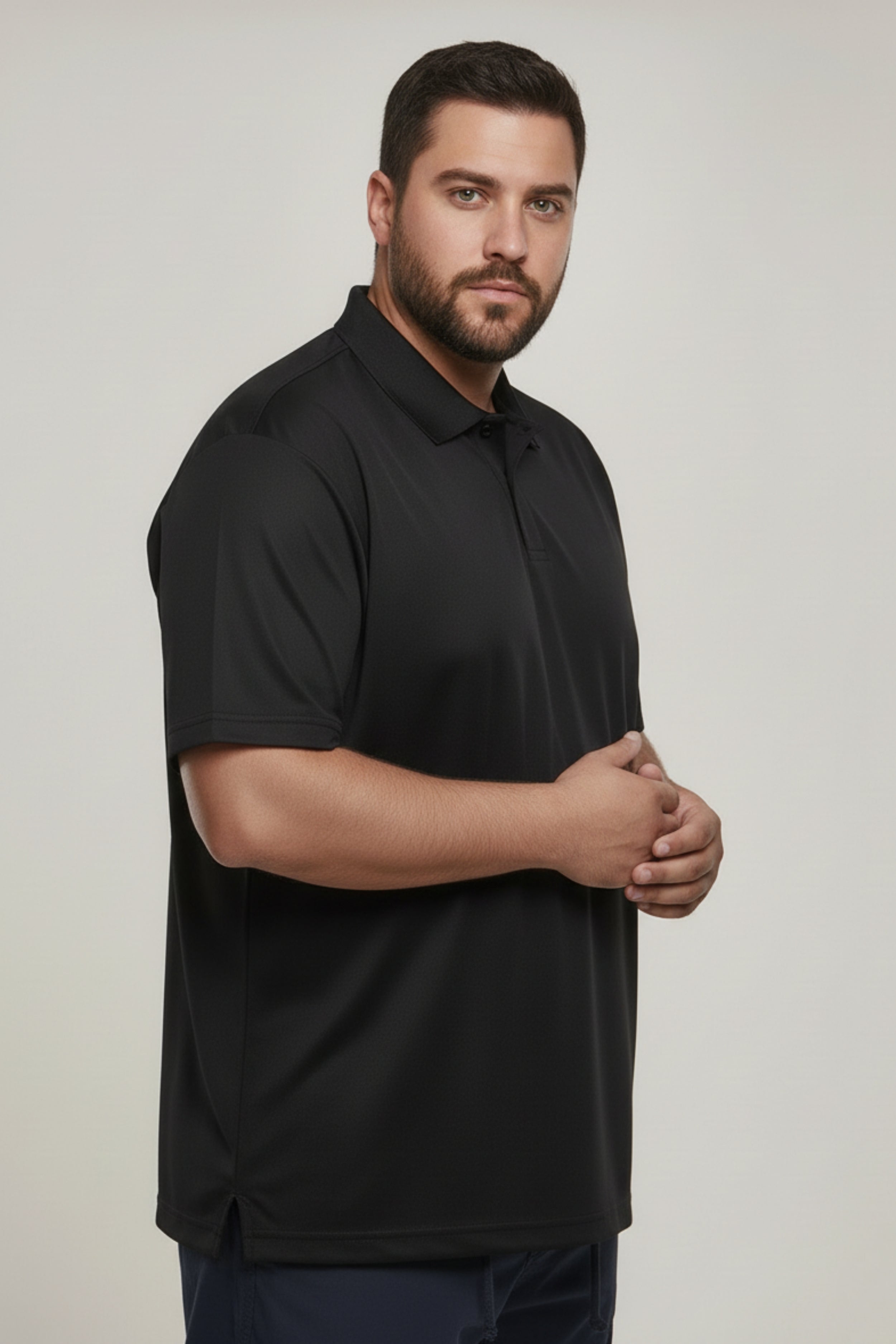Black - Smart Tech Polo Plus Size