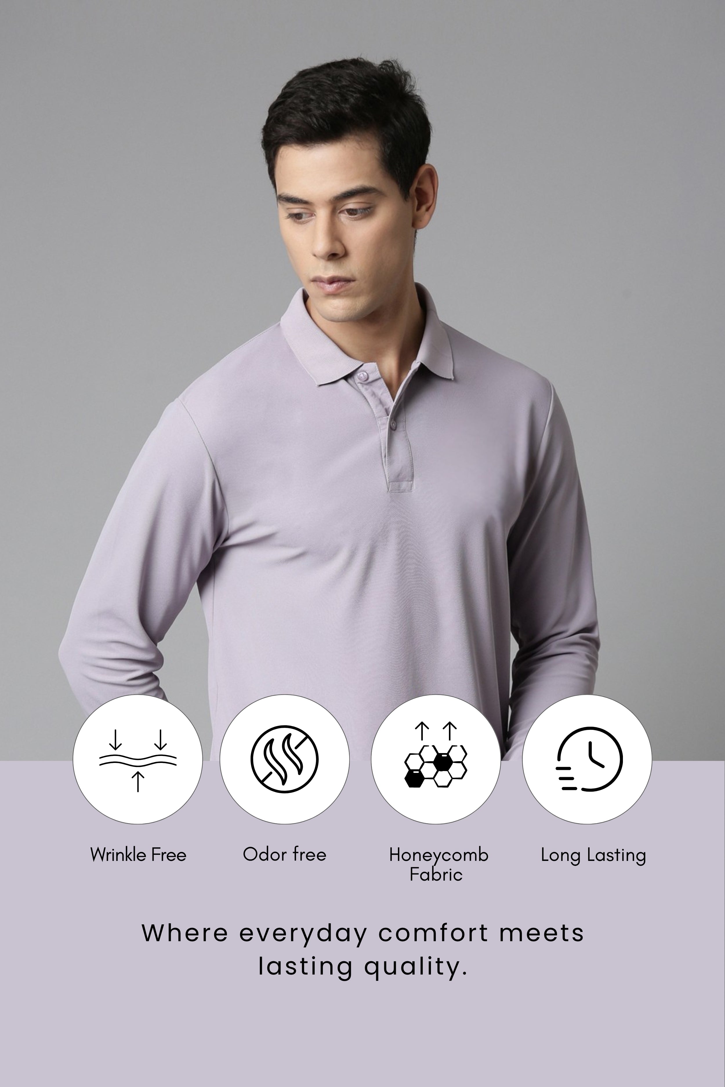 Cosmic Sky Full Sleeve Smart Tech Polo