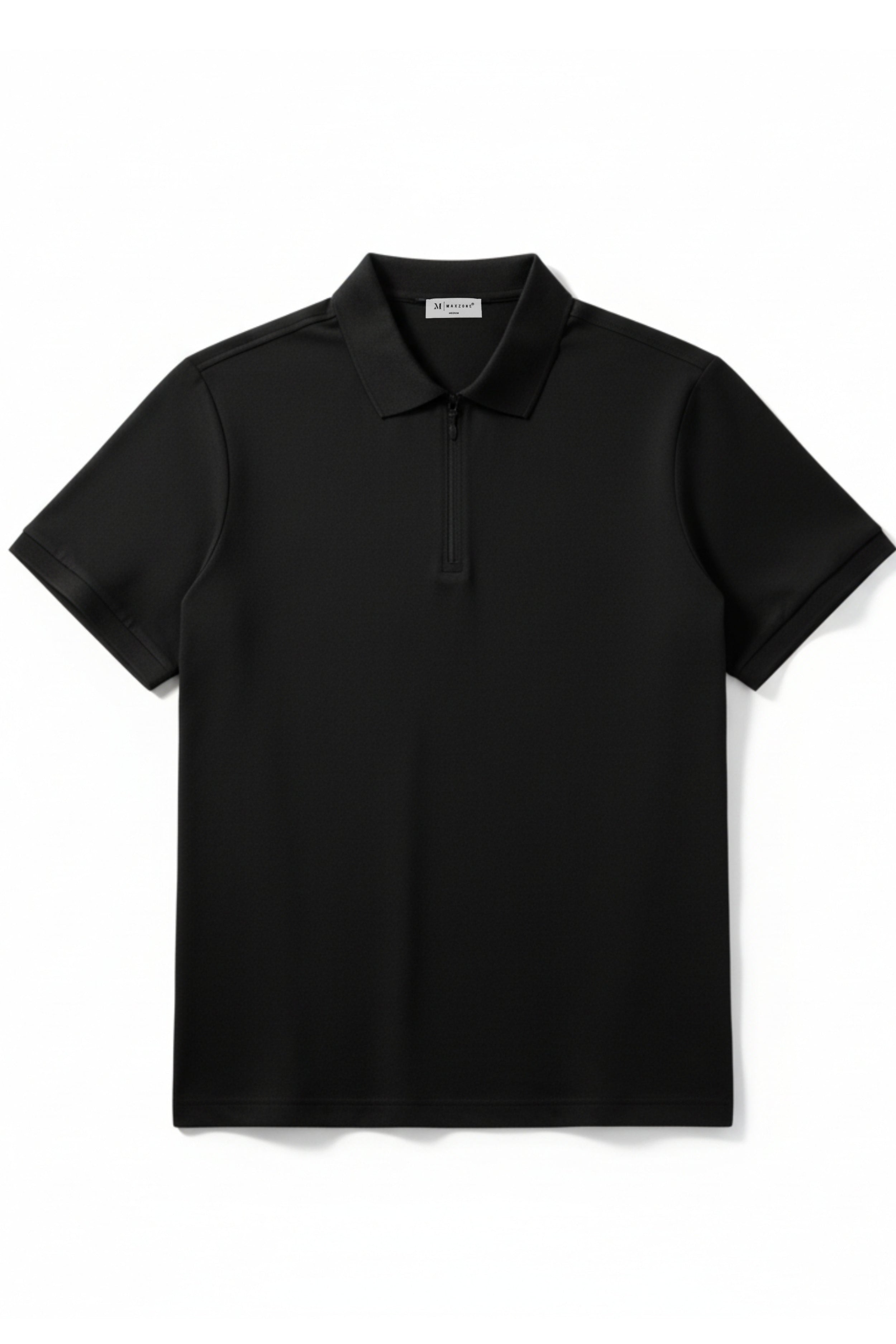 Black - Stitchless Zip Polo T-shirt