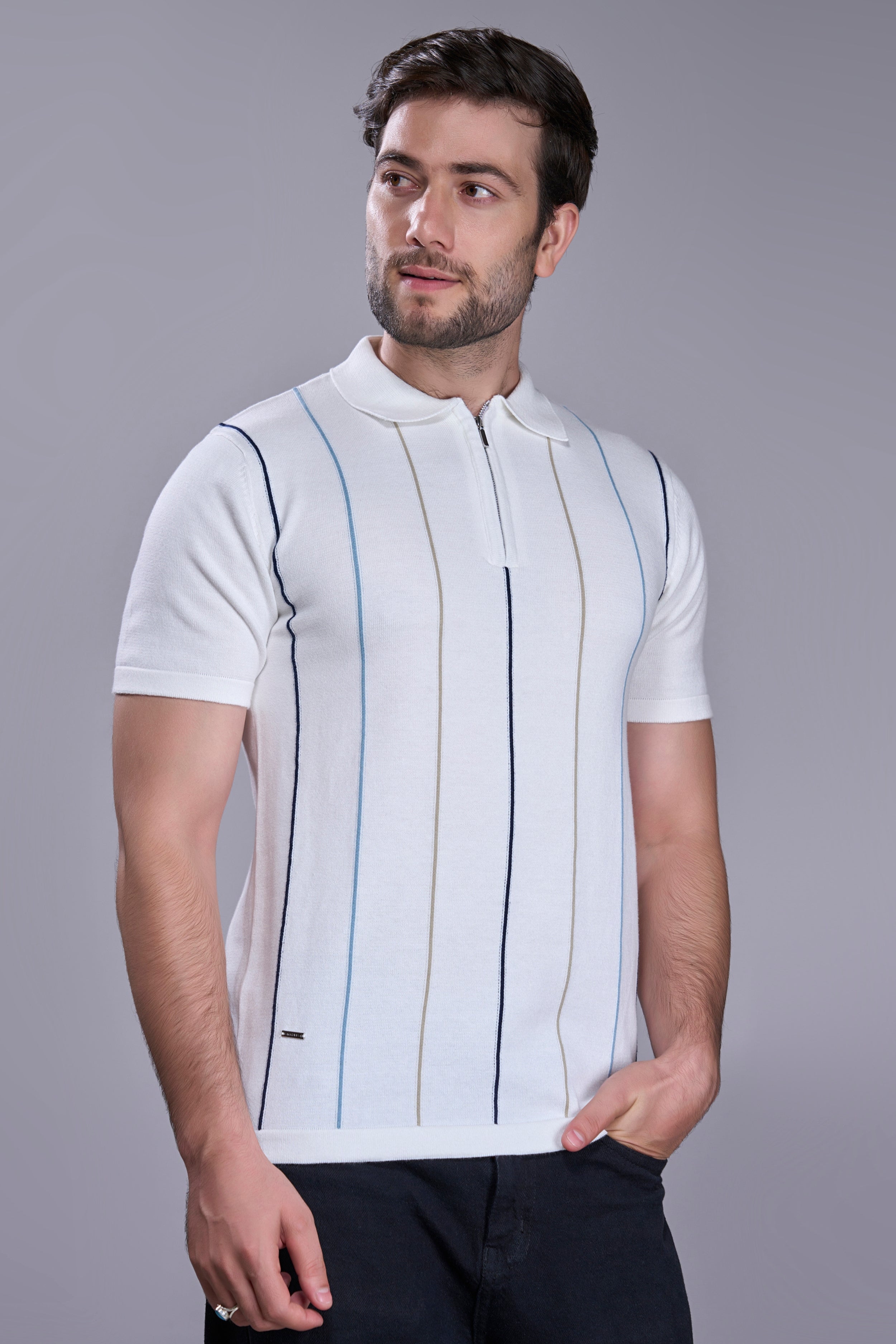 Powder White - Luxe Knitted Polo