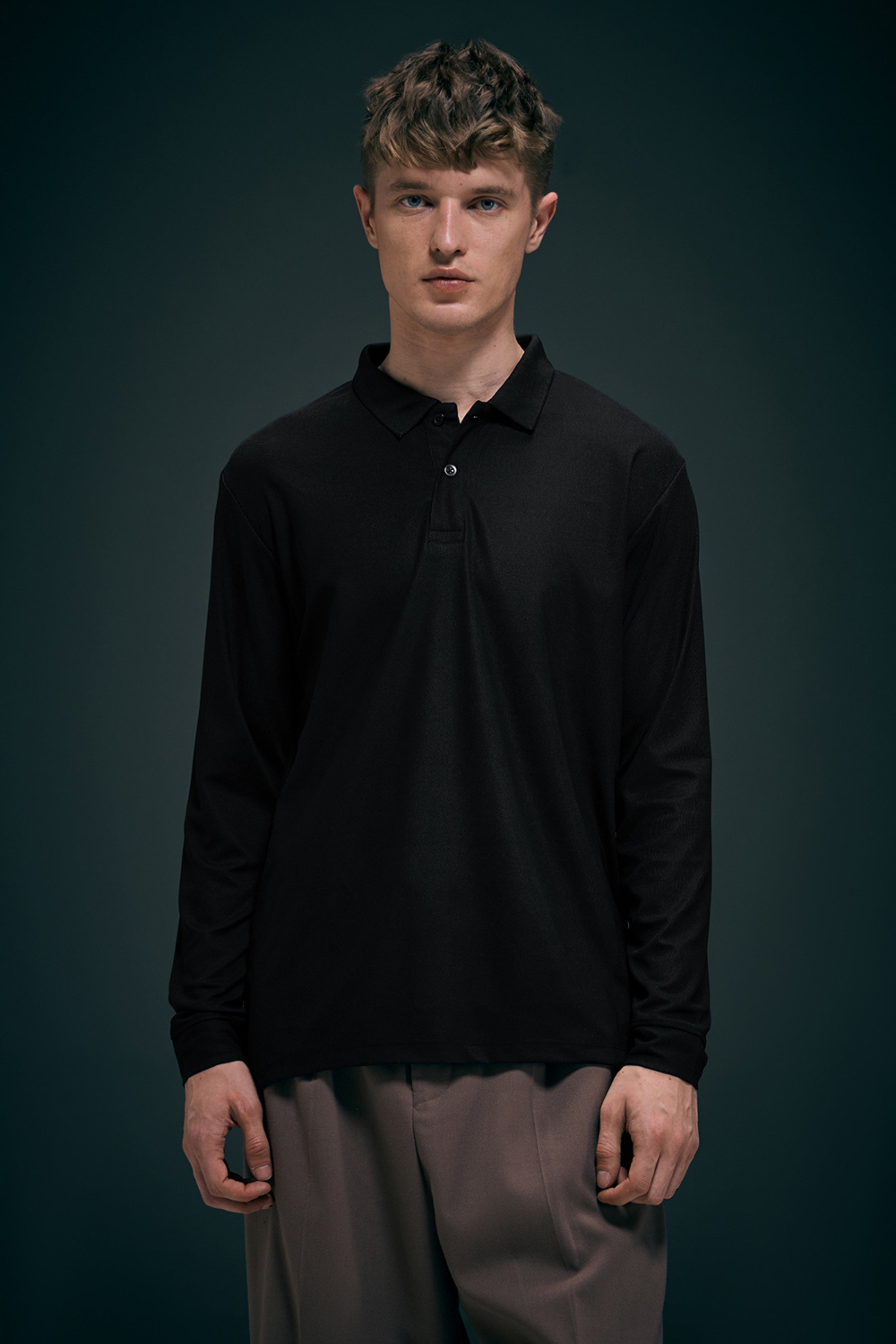 Black Full Sleeve Smart Tech Polo