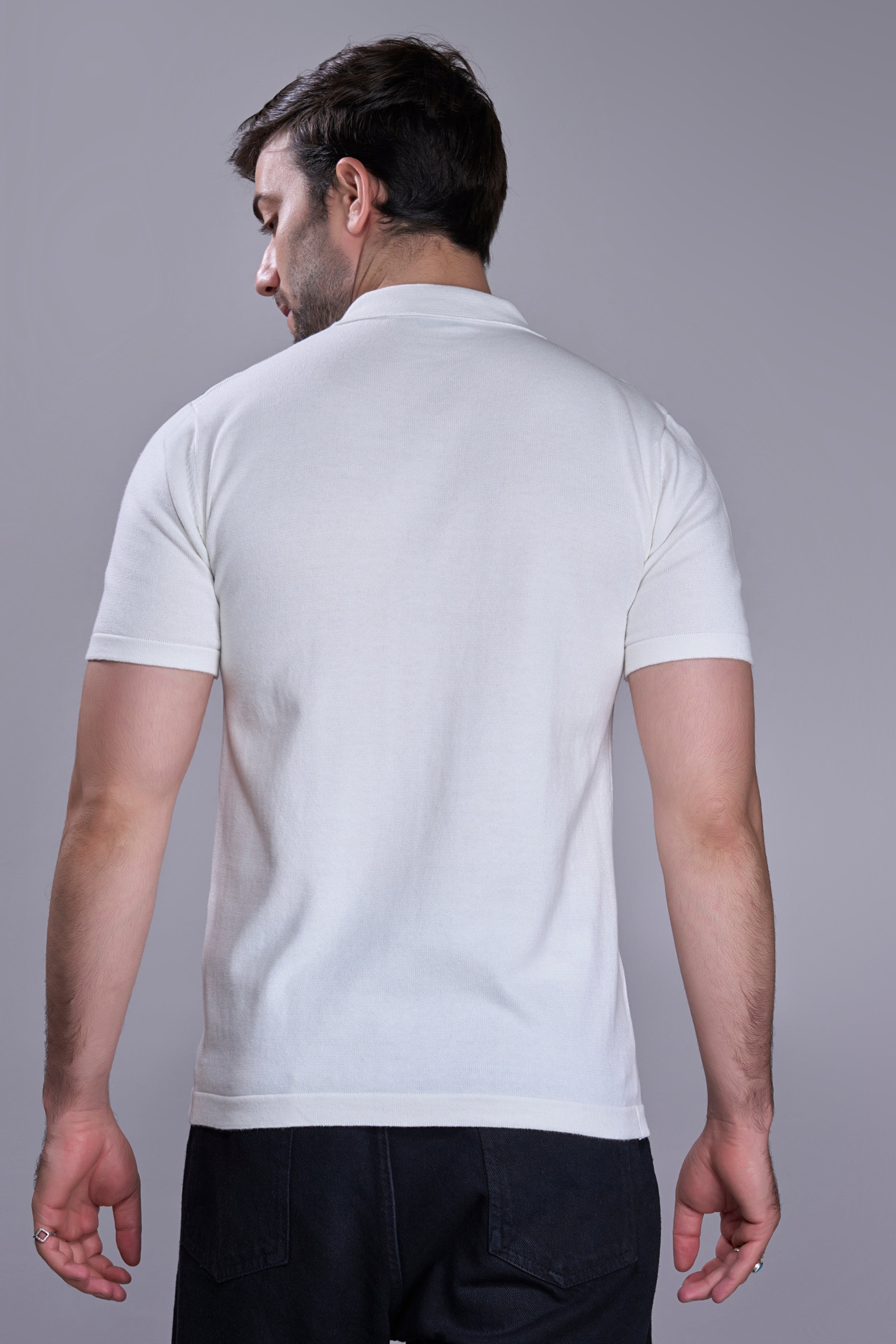 Powder White - Luxe Knitted Polo