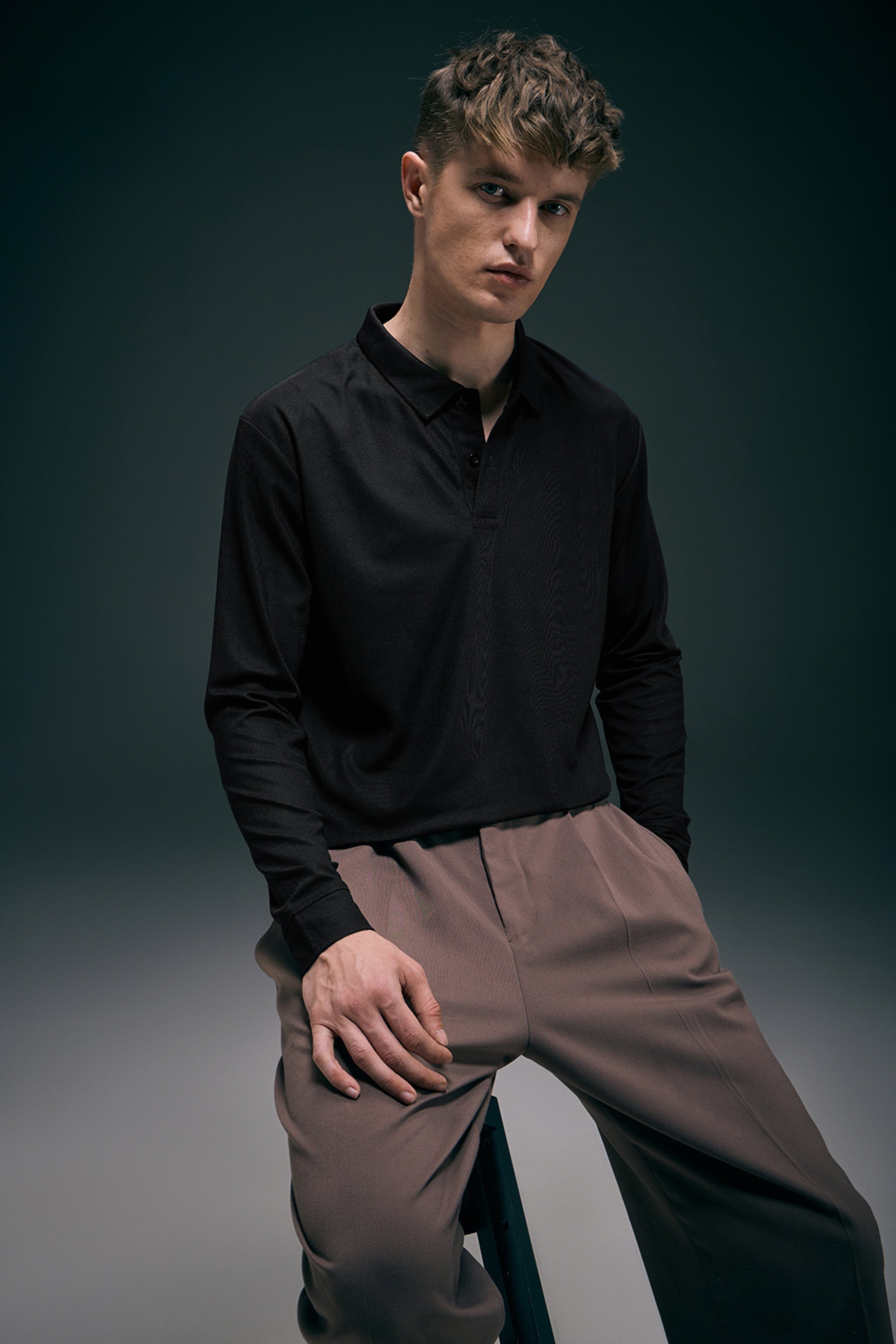 Black Full Sleeve Smart Tech Polo