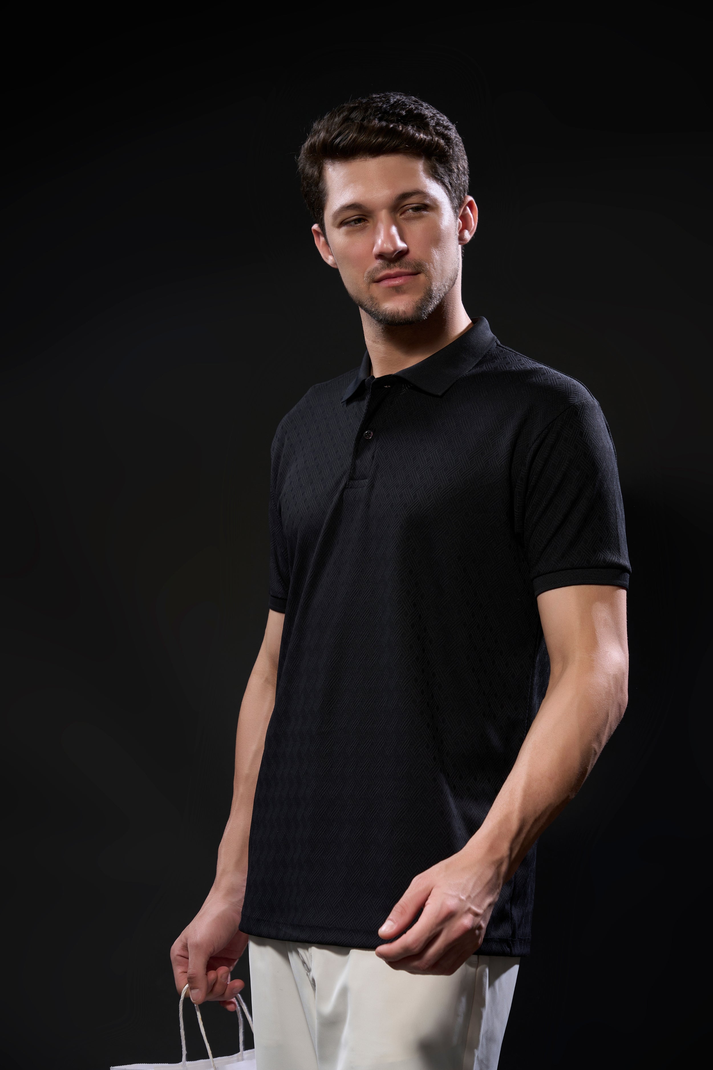 Black - Structure Knit Smart Tech Polo