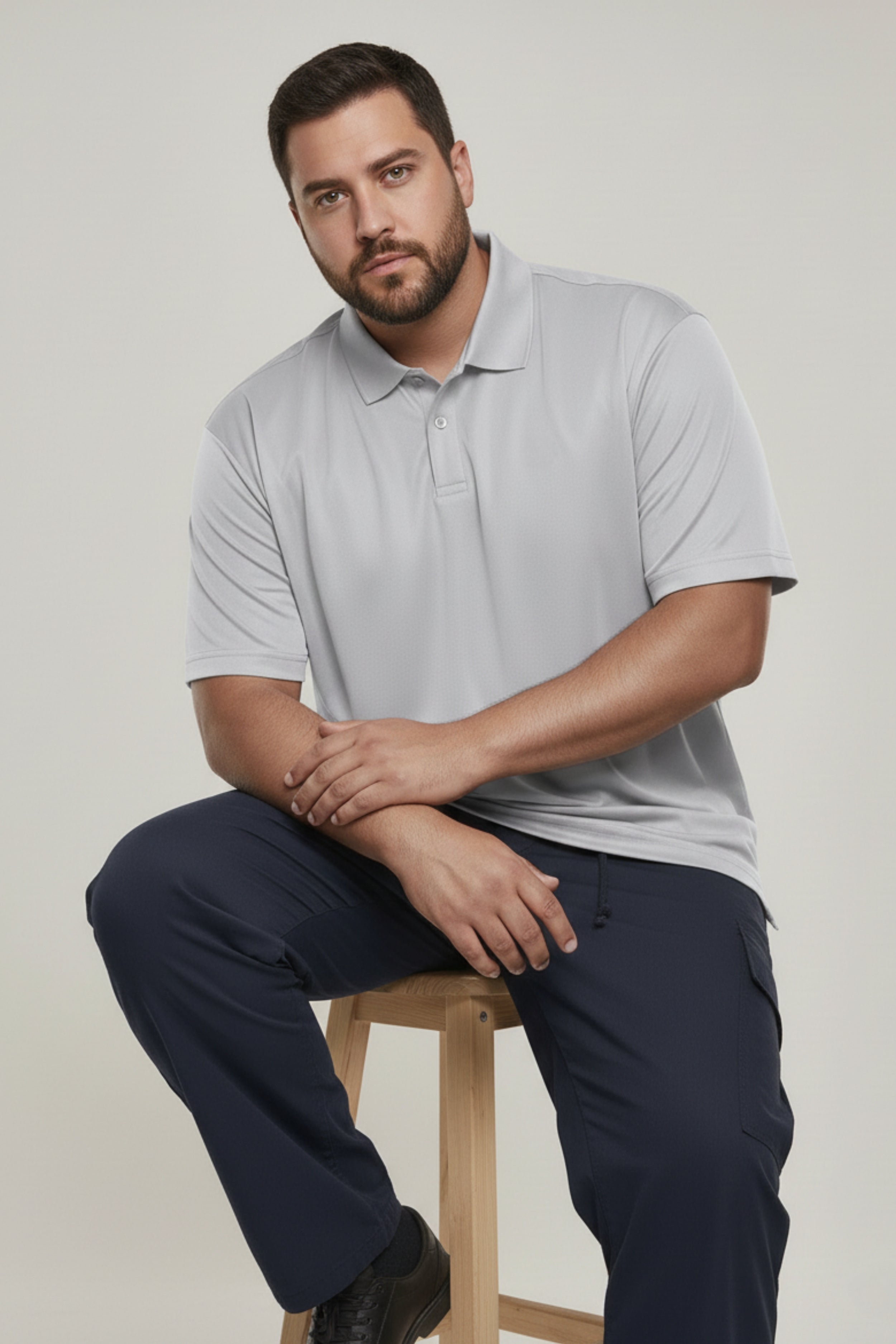 Grey - Smart Tech Polo Plus Size