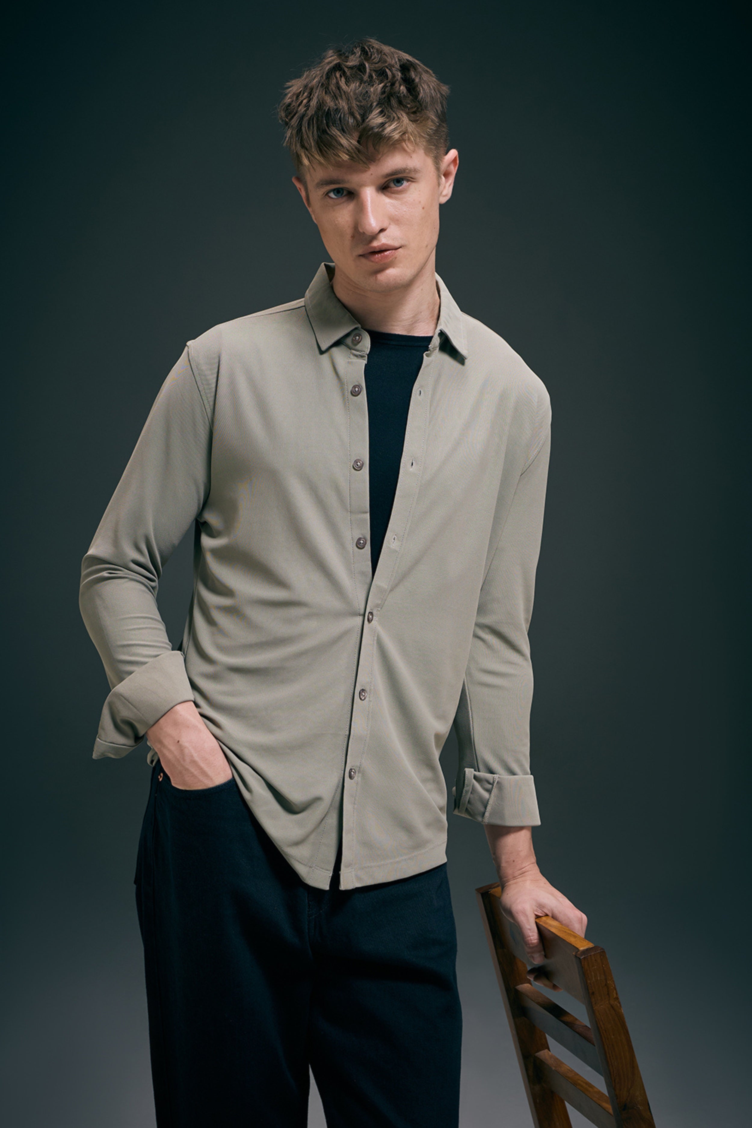 Olive Smart Tech Full Sleeve Shirt