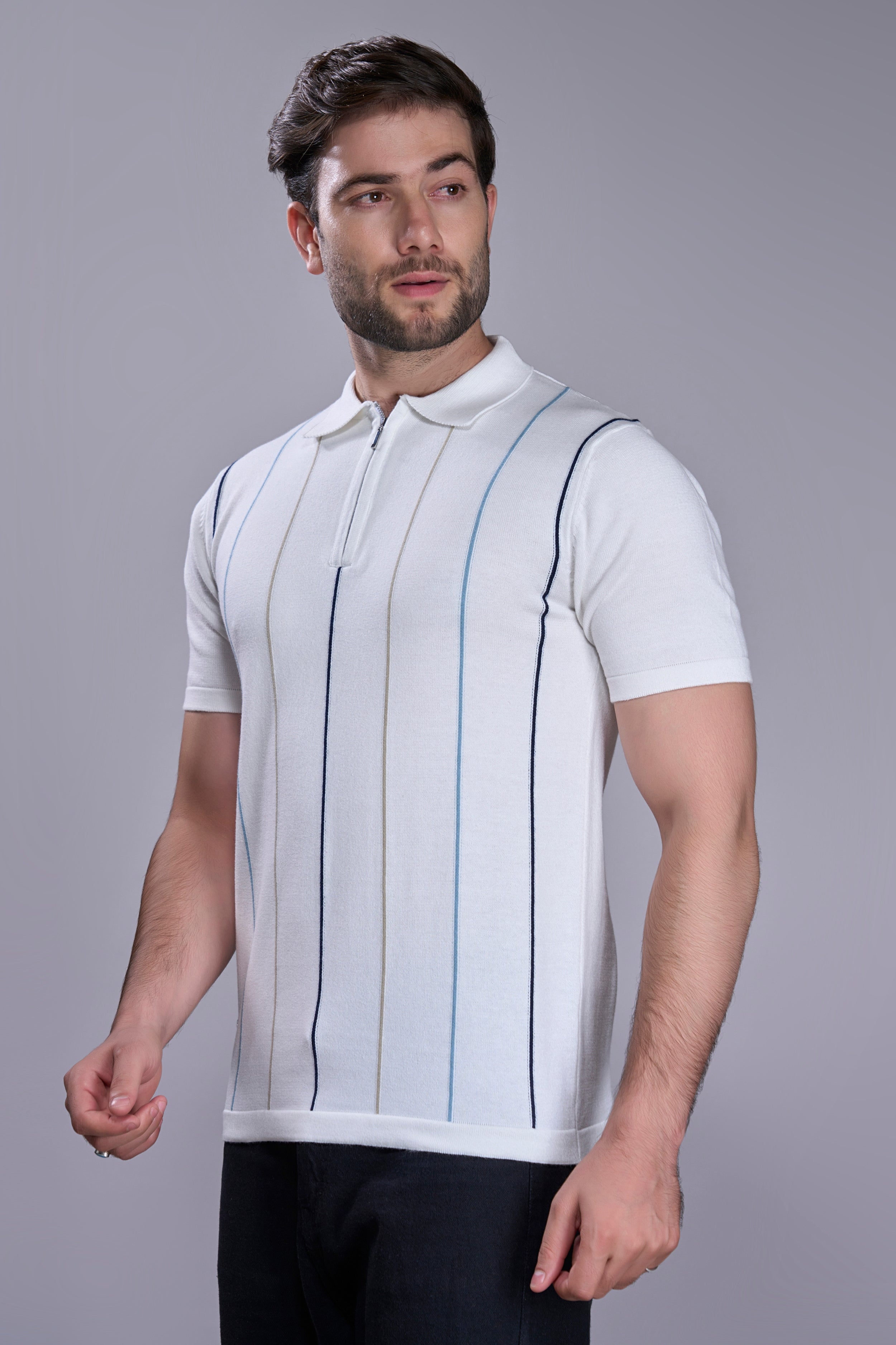 Powder White - Luxe Knitted Polo
