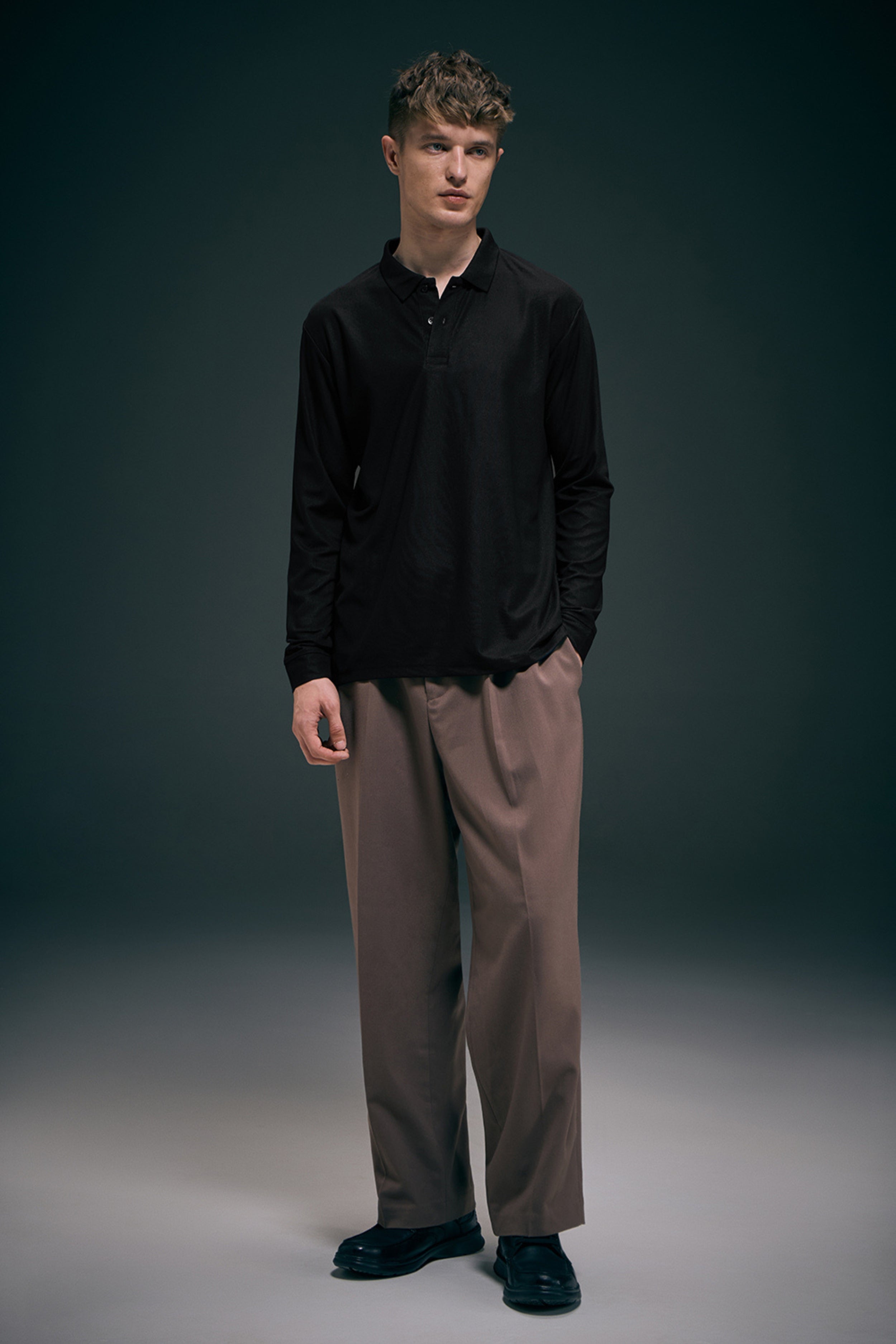 Black Full Sleeve Smart Tech Polo