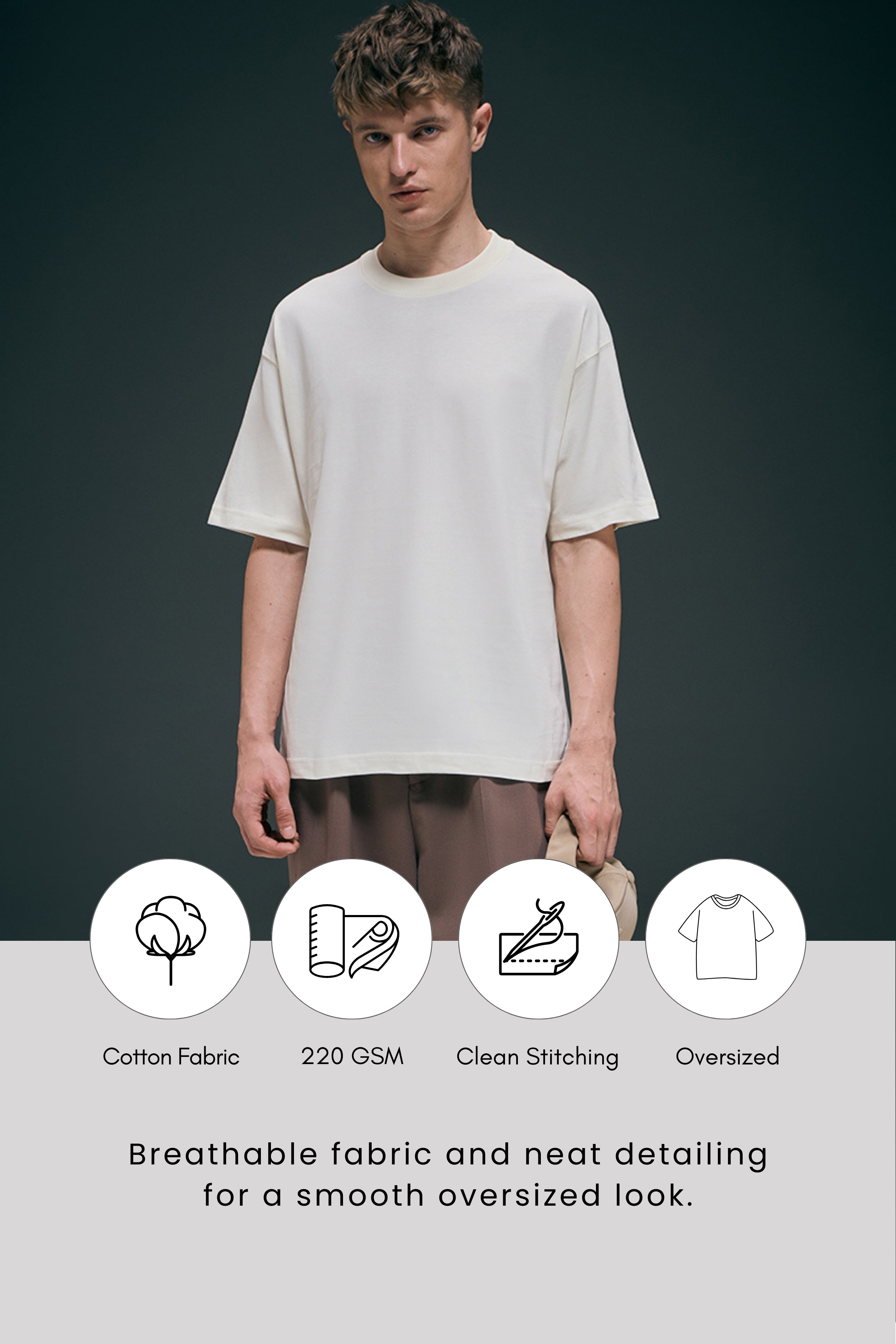 White - Oversized drop shoulder