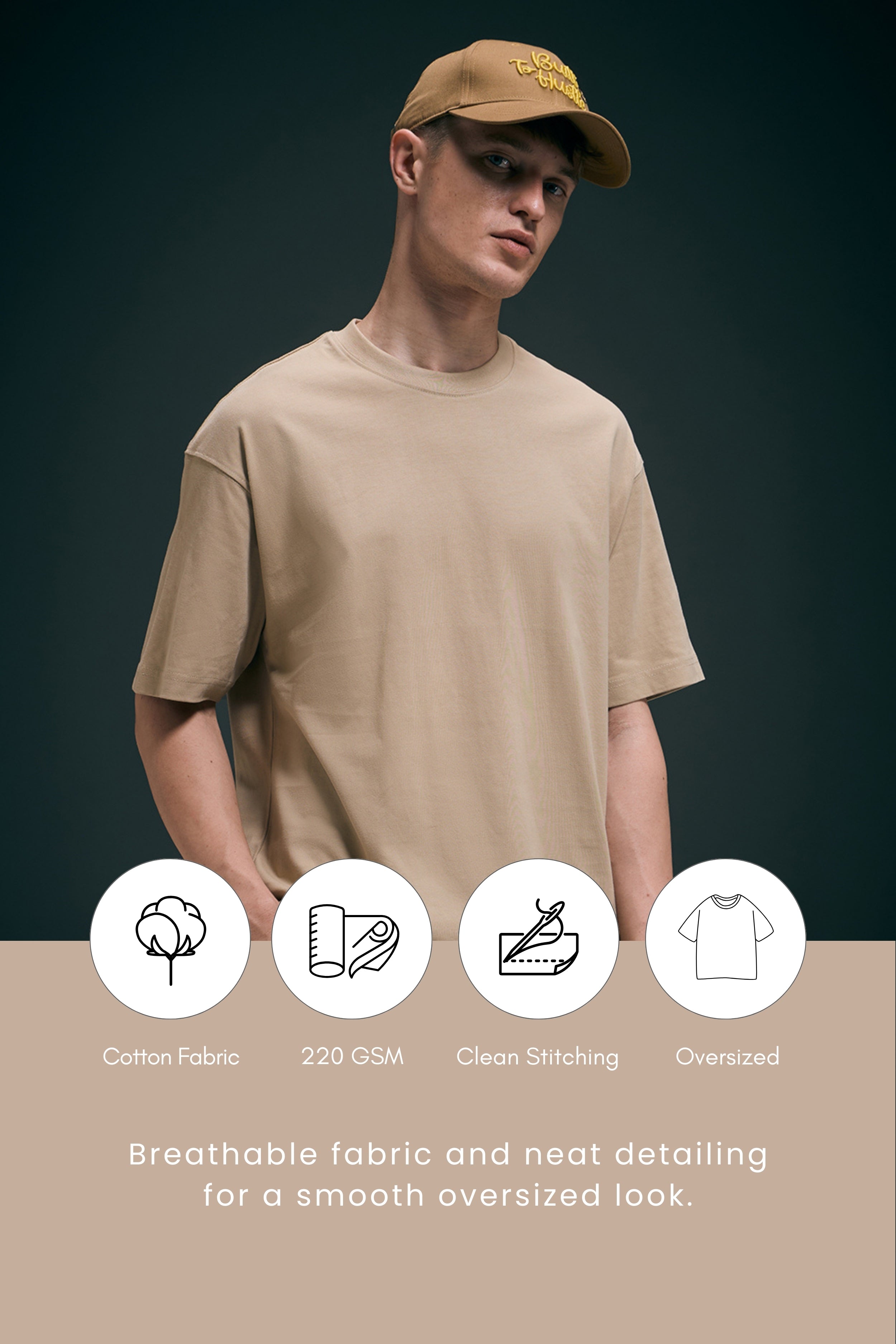 Beige - Oversized drop shoulder