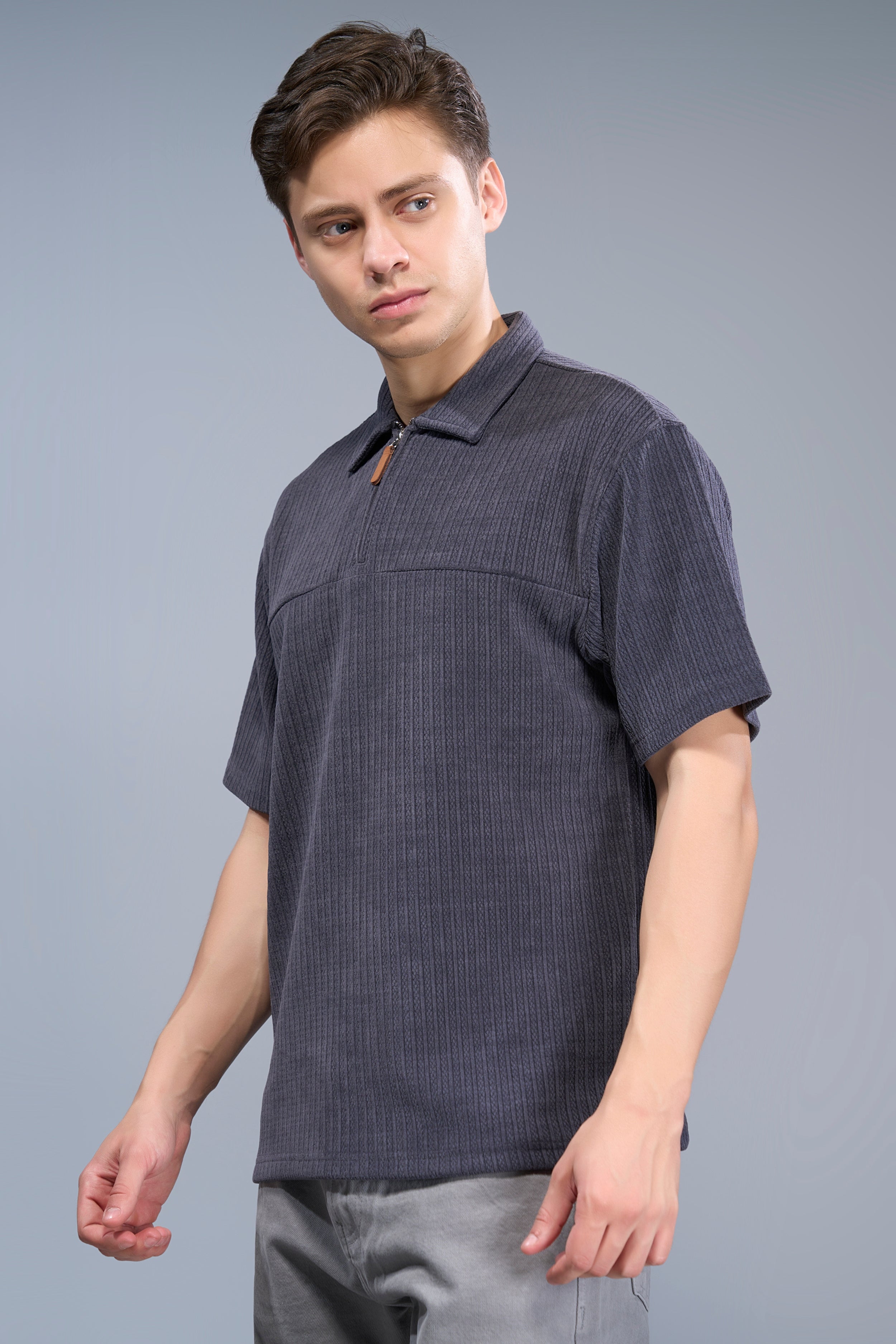 German Grey - Old Money Zip Polo