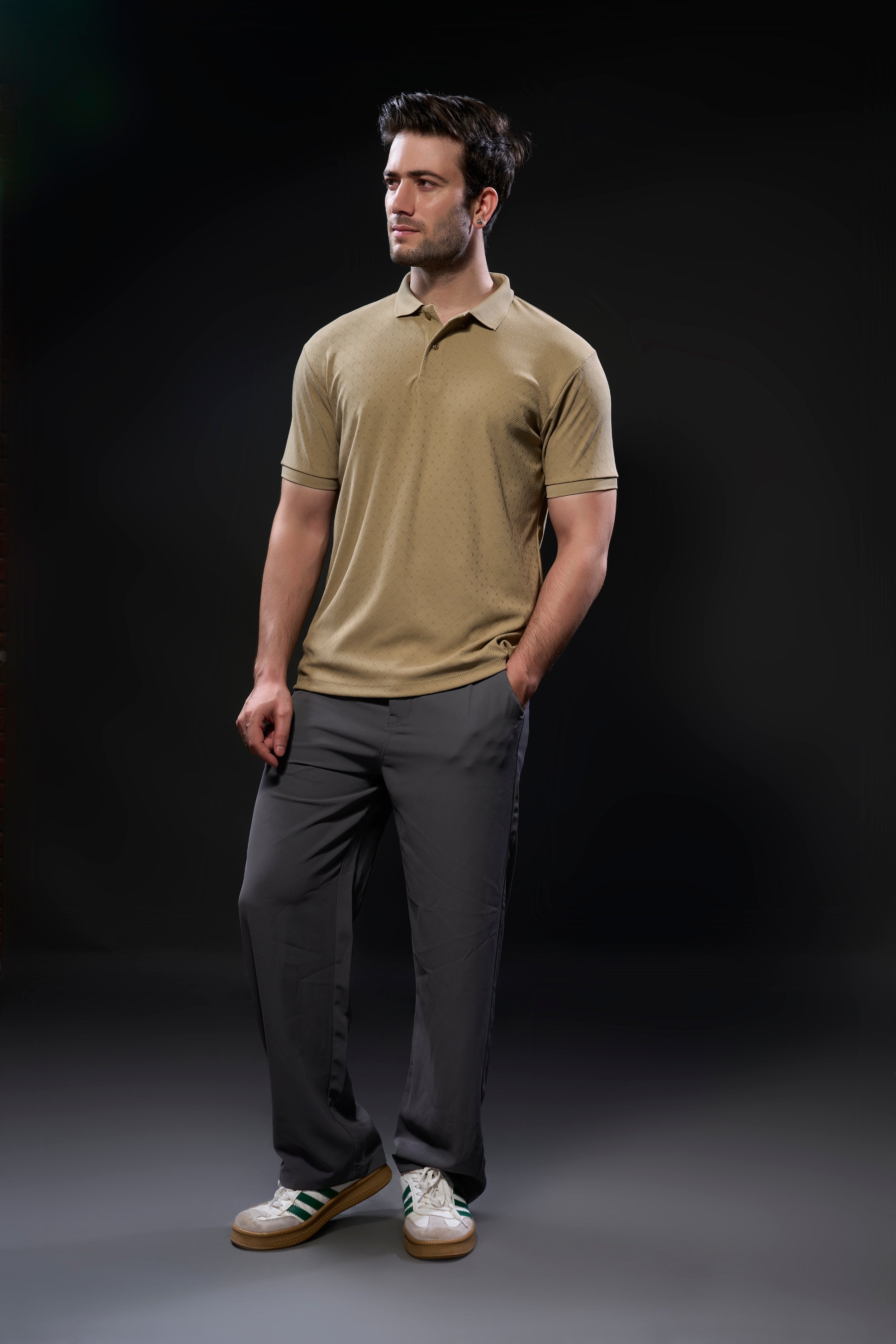 Khaki - Structure Knit Smart Tech Polo