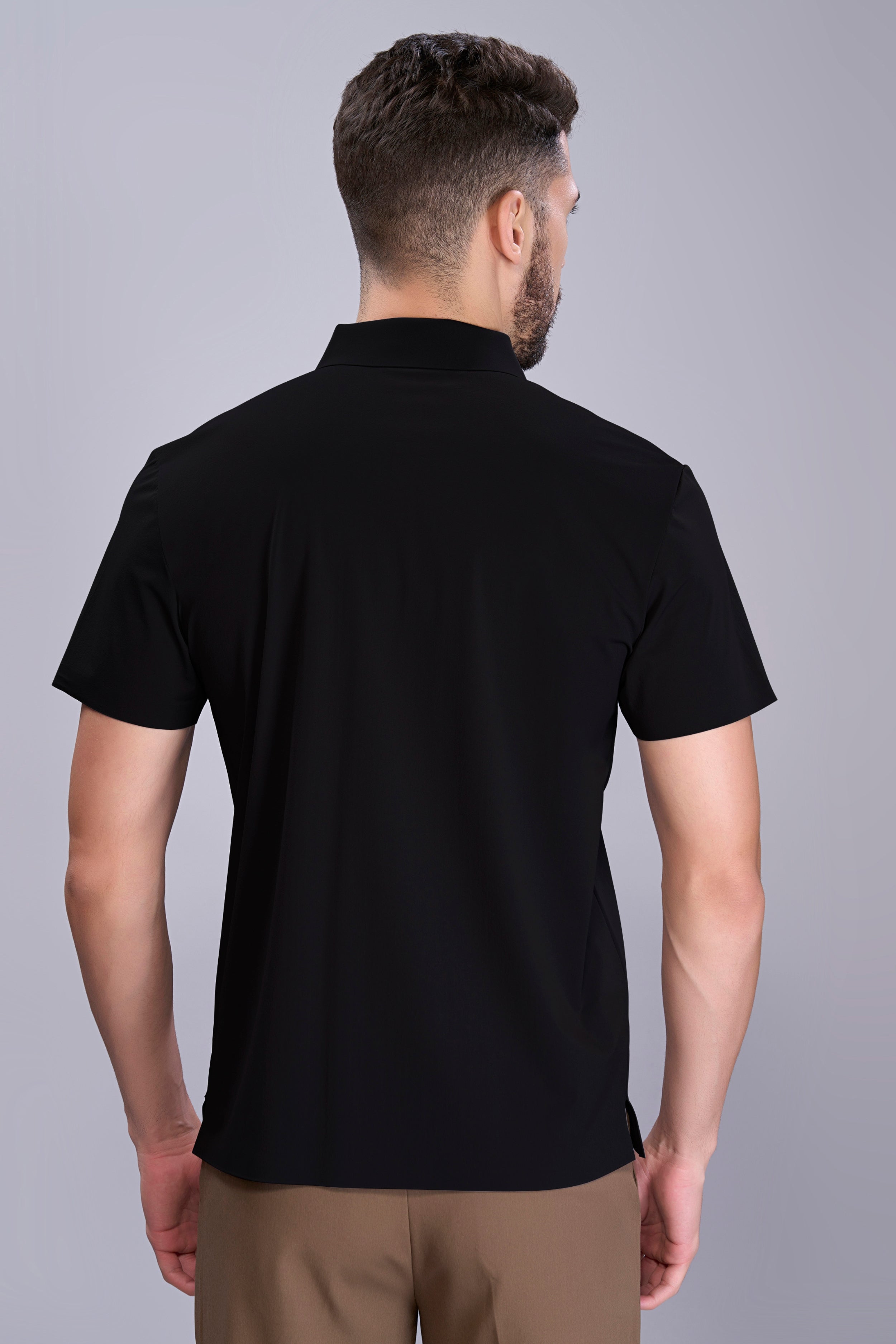 Black - Stitchless Zip Polo T-shirt