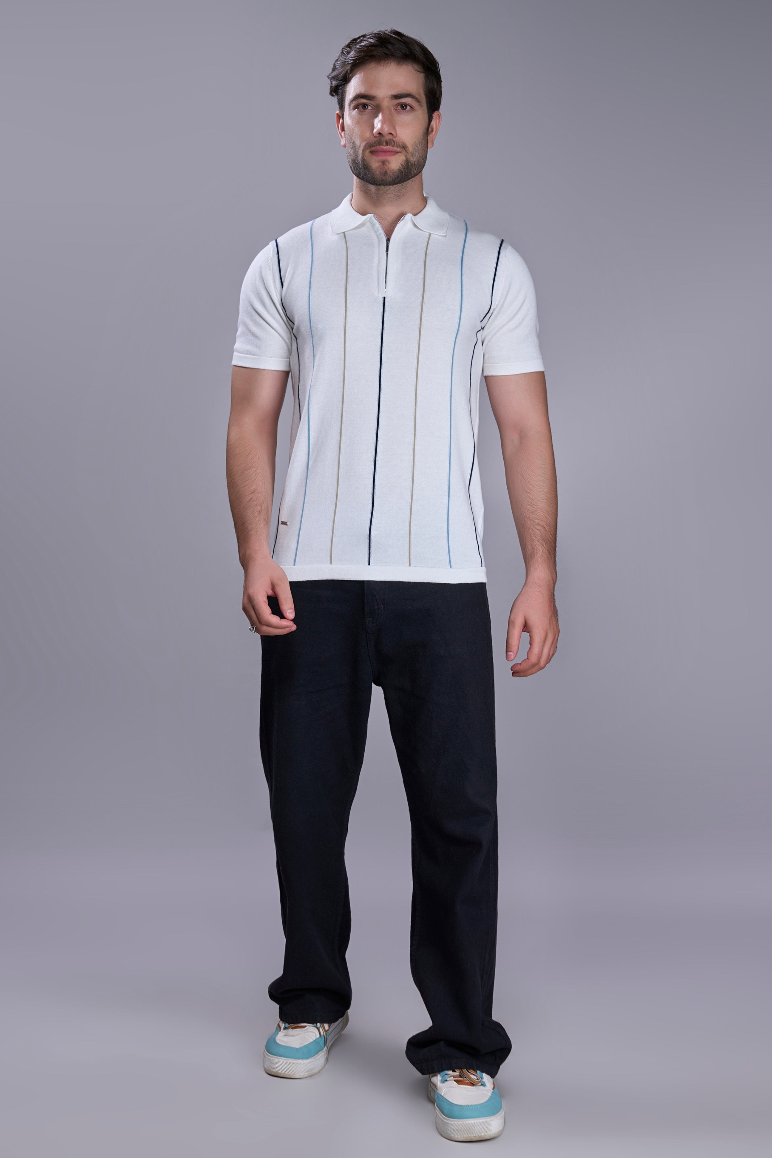 Powder White - Luxe Knitted Polo
