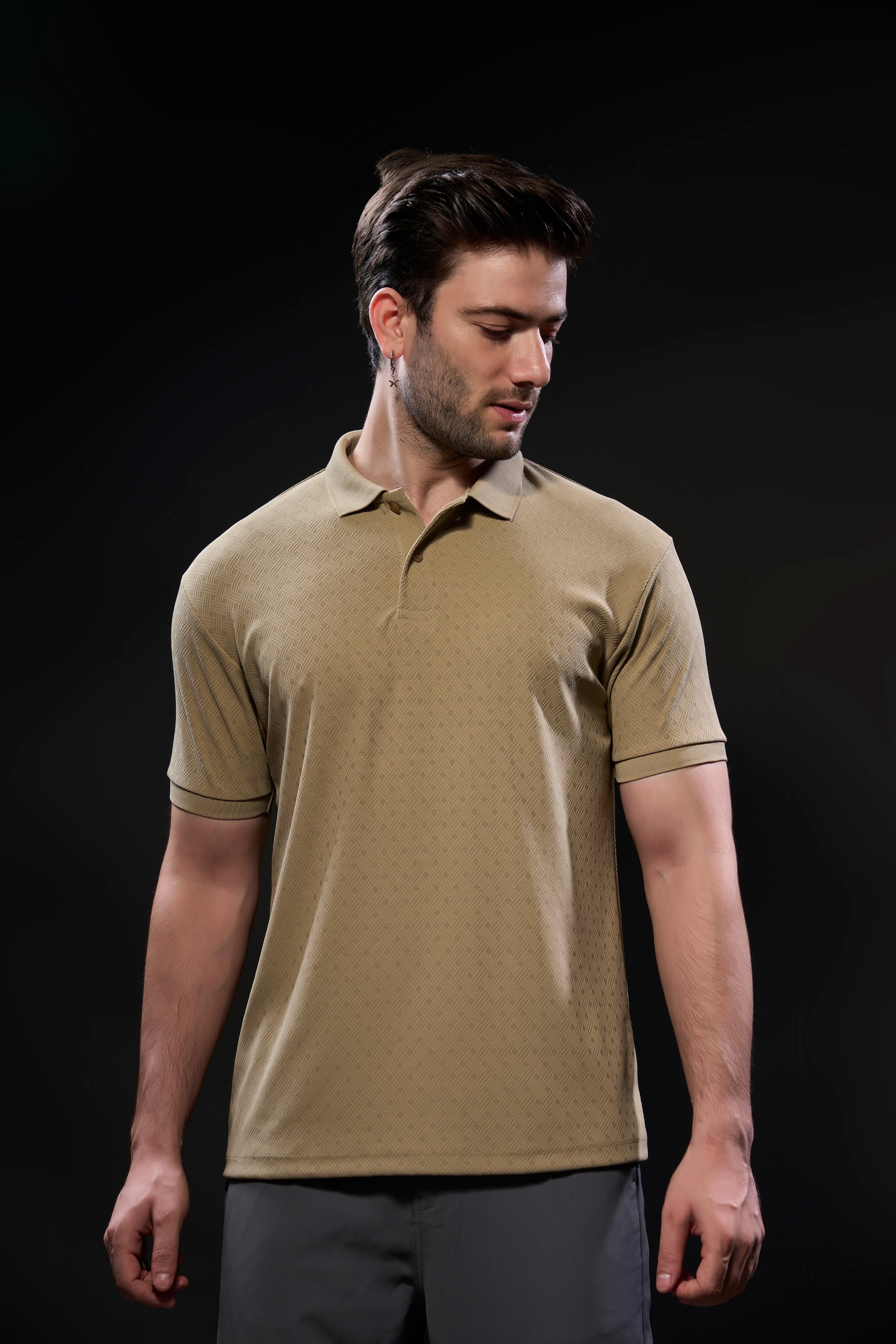 Khaki - Structure Knit Smart Tech Polo