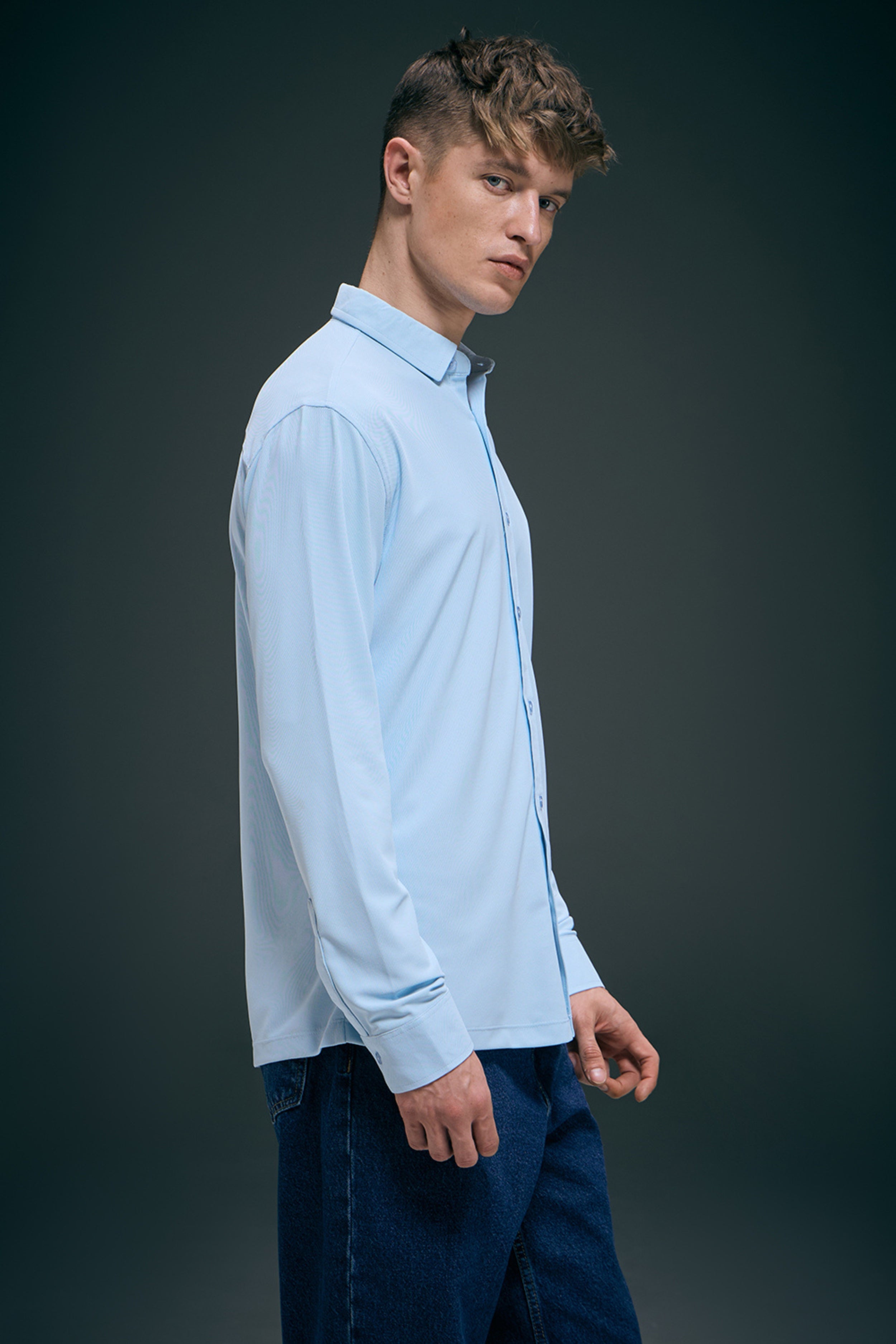 Powder Blue Smart Tech Full Sleeve Shirt