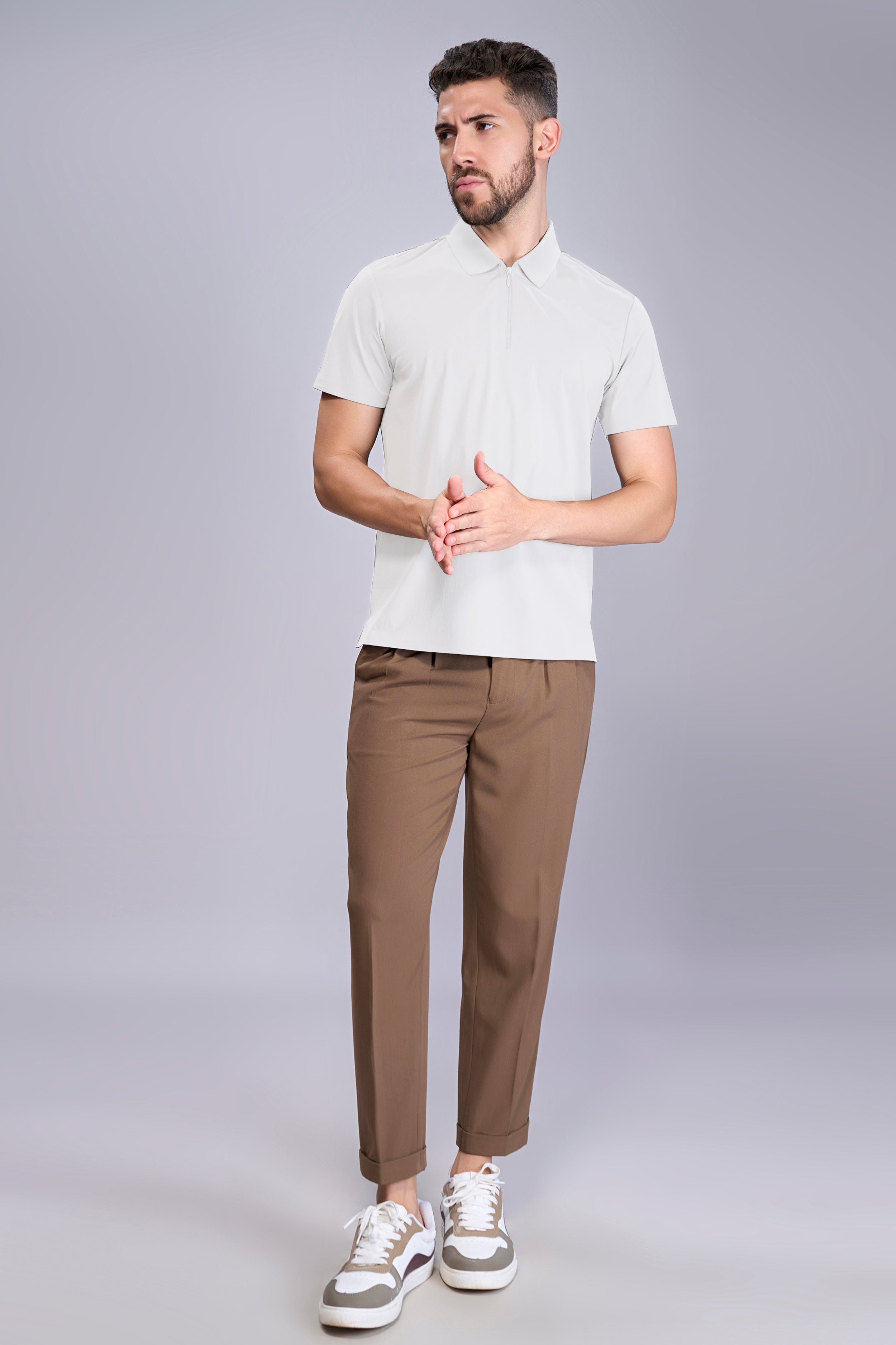 White - Stitchless Zip Polo T-shirt