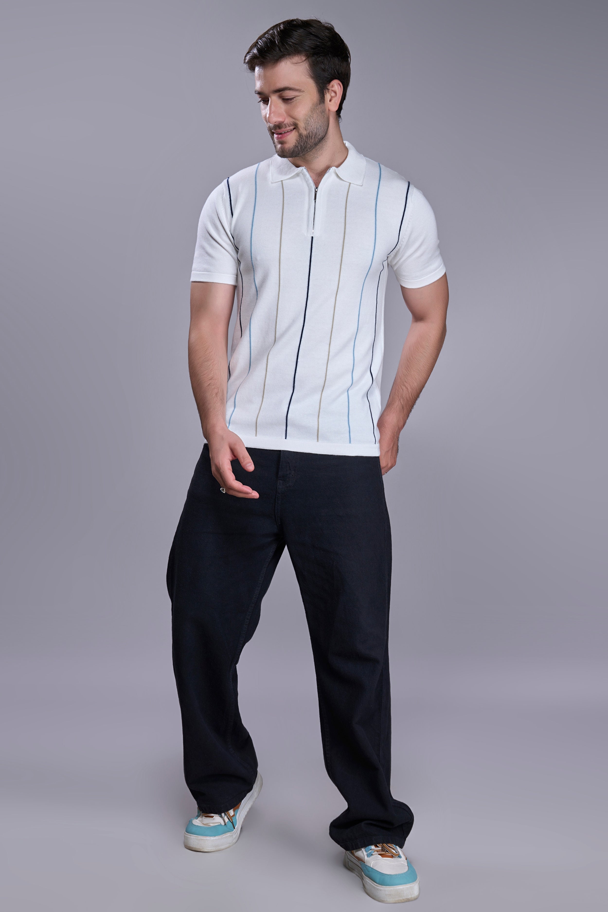 Powder White - Luxe Knitted Polo