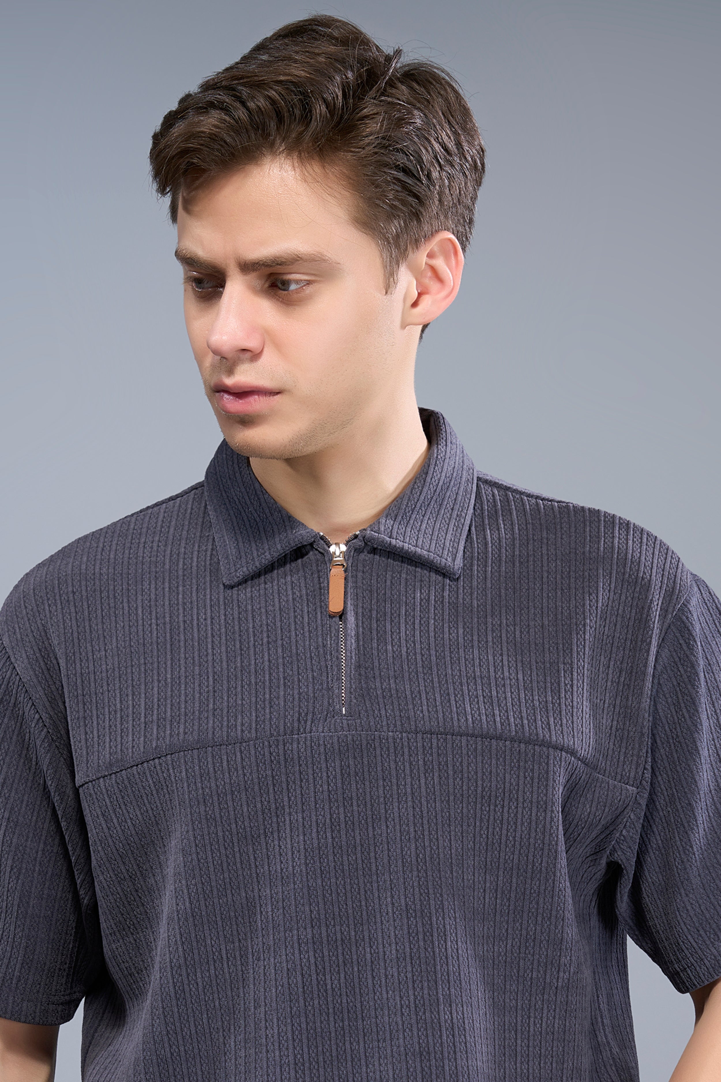 German Grey - Old Money Zip Polo