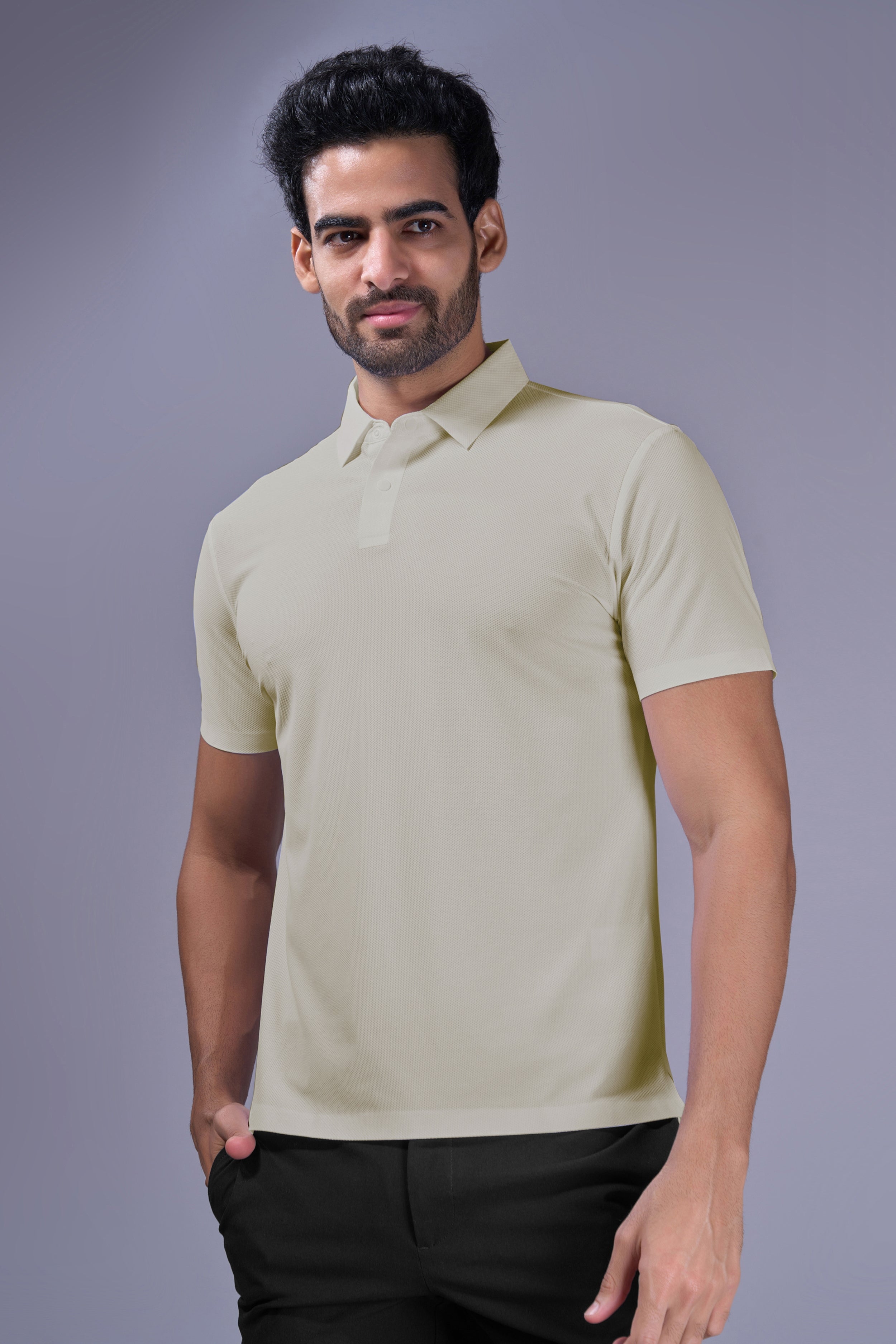 Beige - 2 Button Stitchless Polo