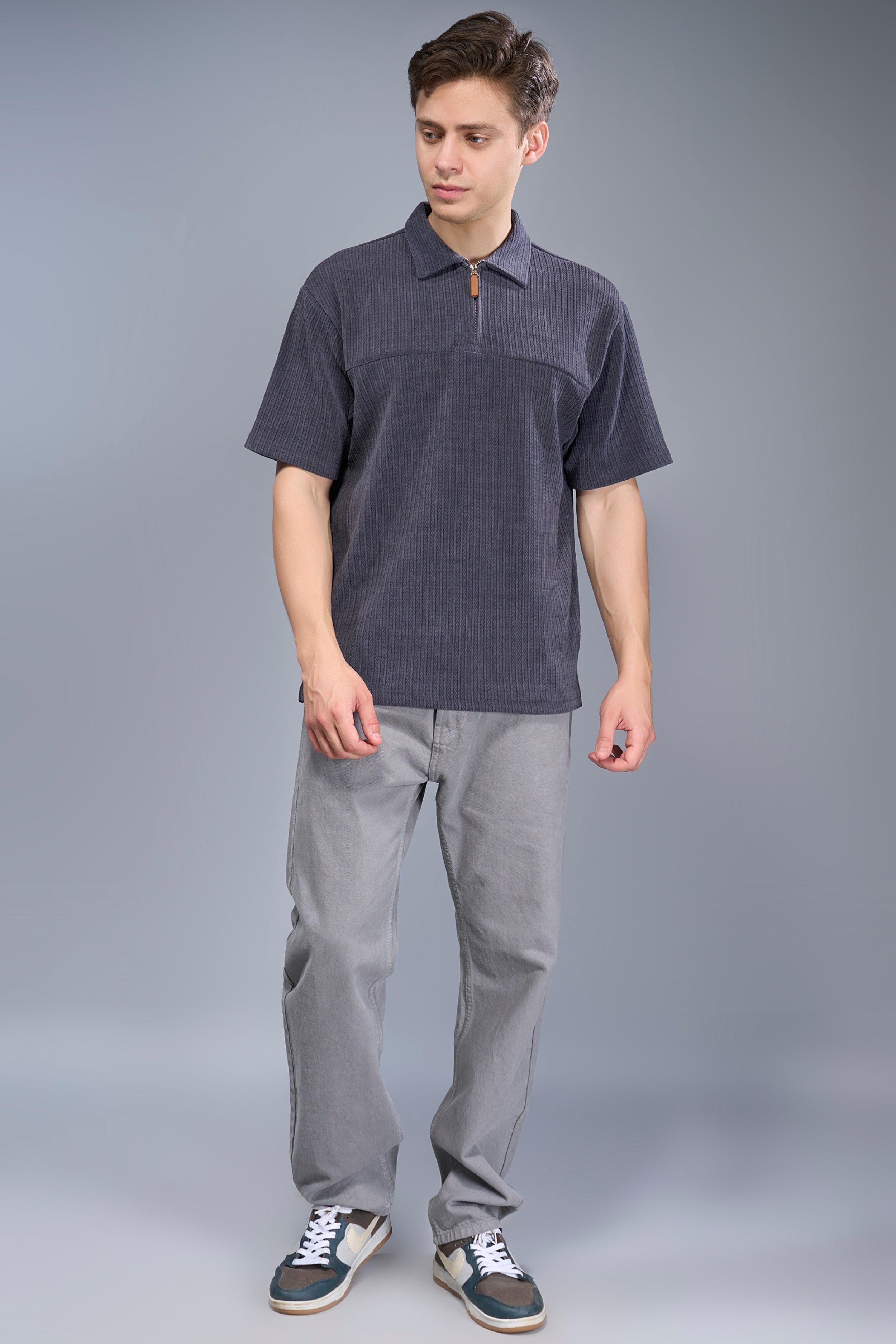 German Grey - Old Money Zip Polo