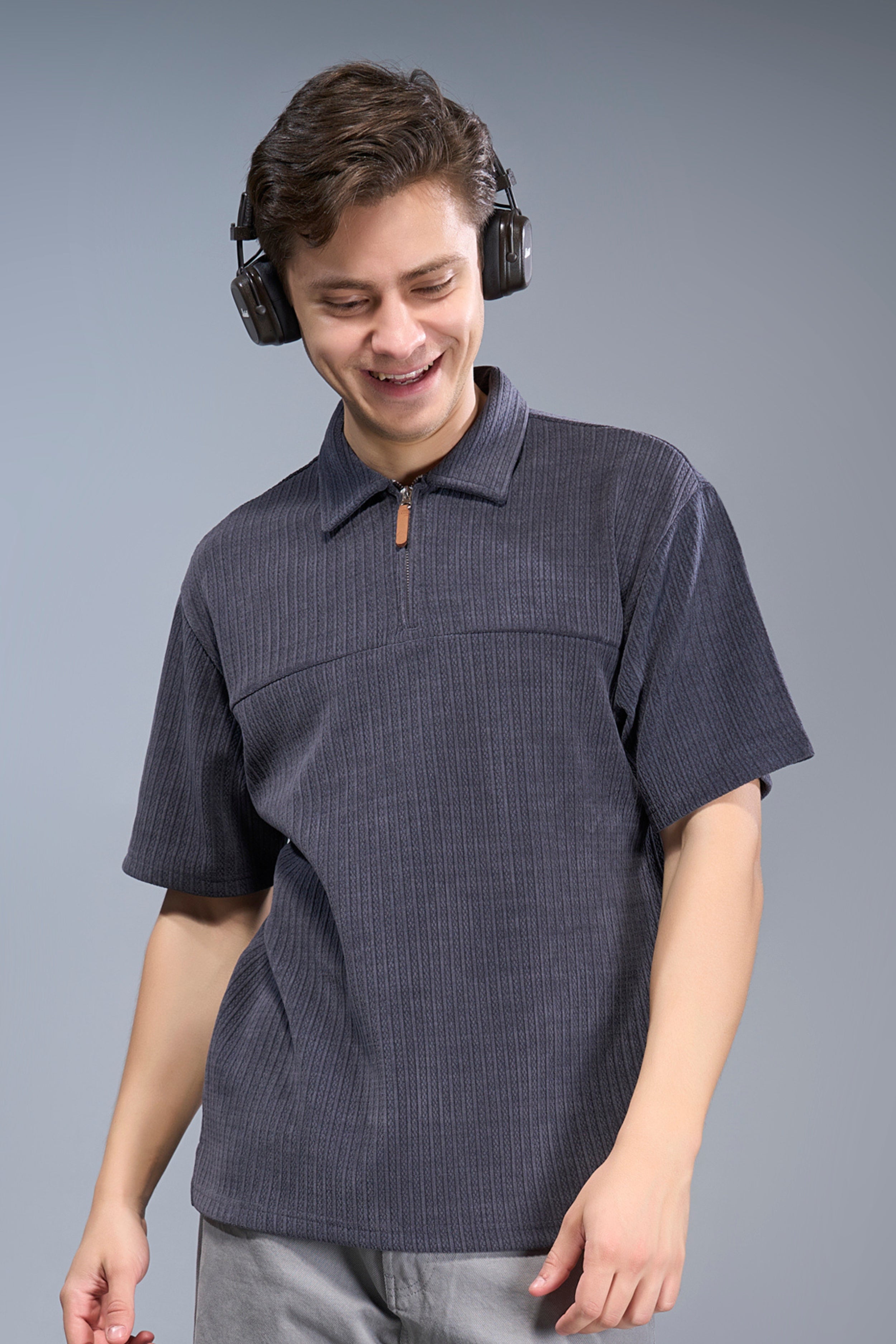 German Grey - Old Money Zip Polo