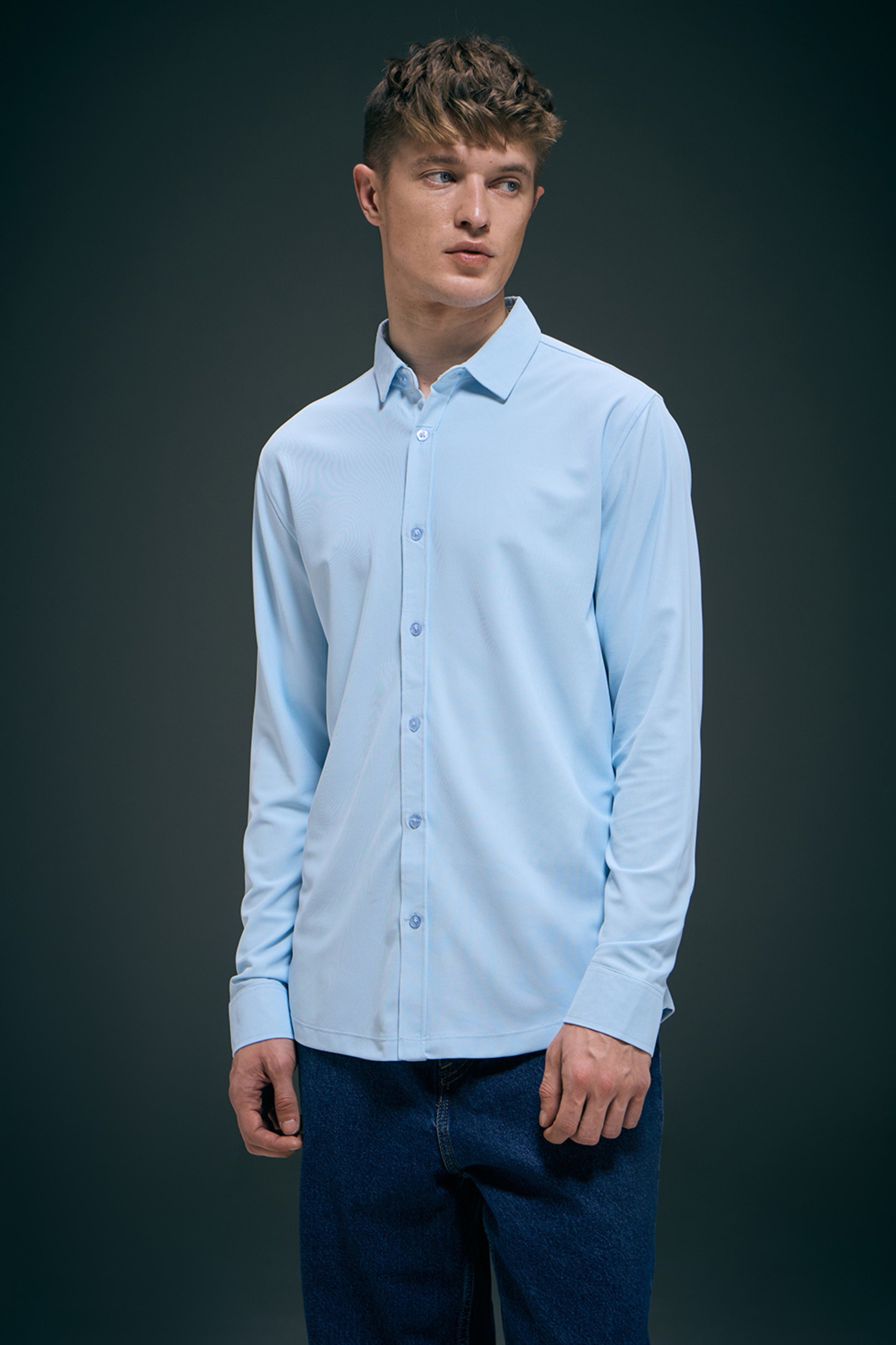 Powder Blue Smart Tech Full Sleeve Shirt