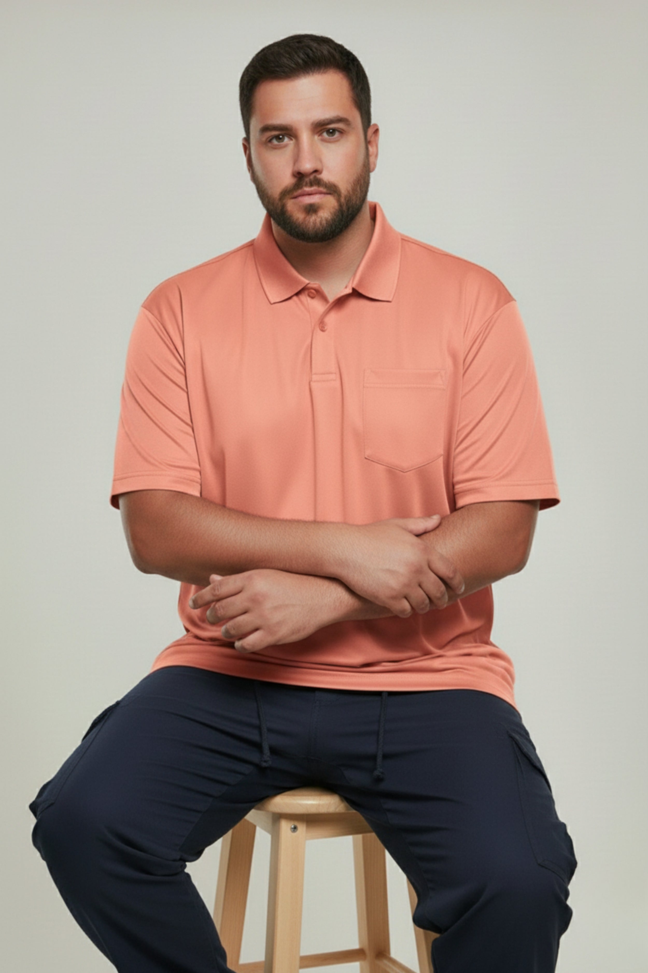 Light Pink - Smart Tech Pocket Polo Plus Size