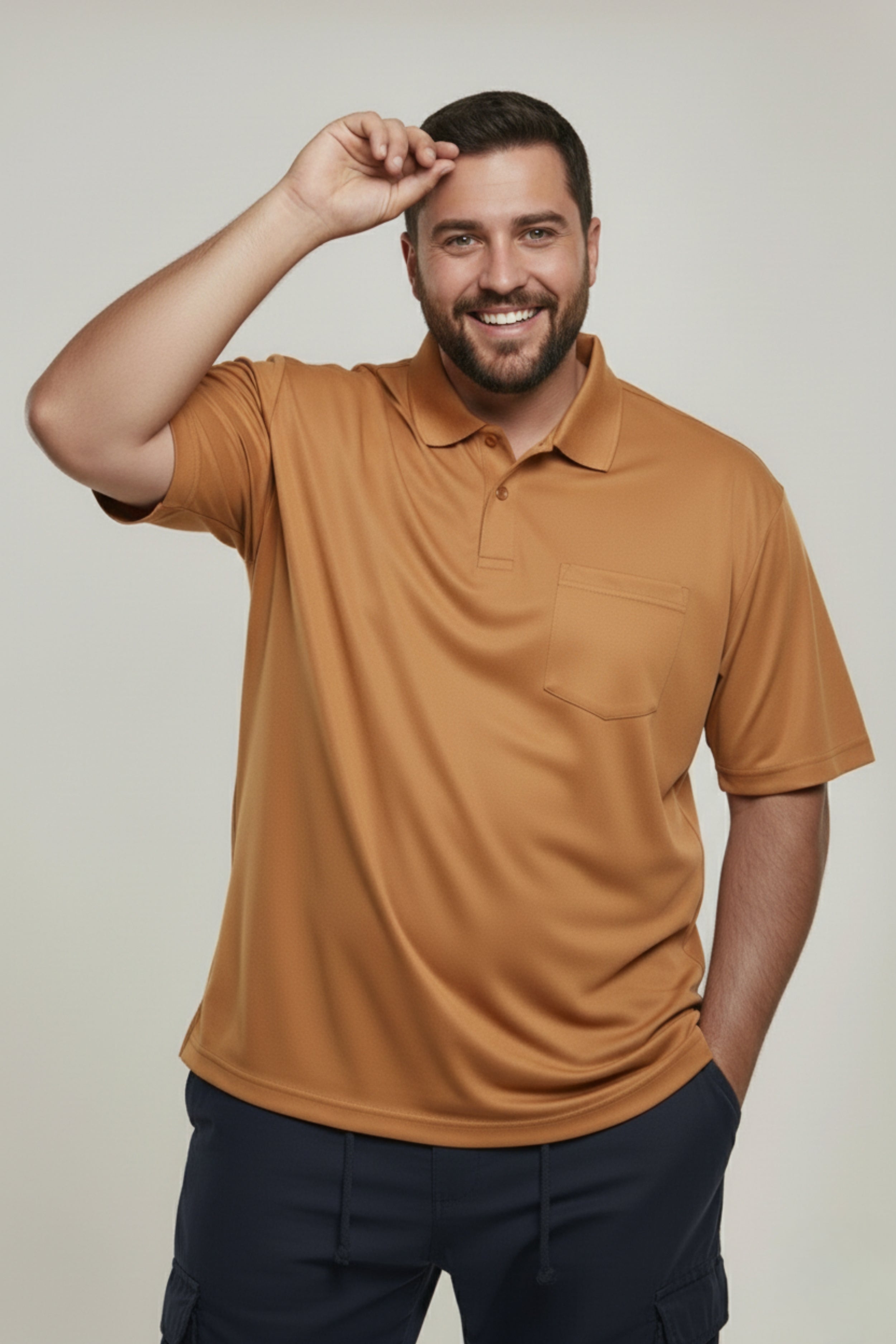 Caramel - Smart Tech Pocket Polo Plus Size
