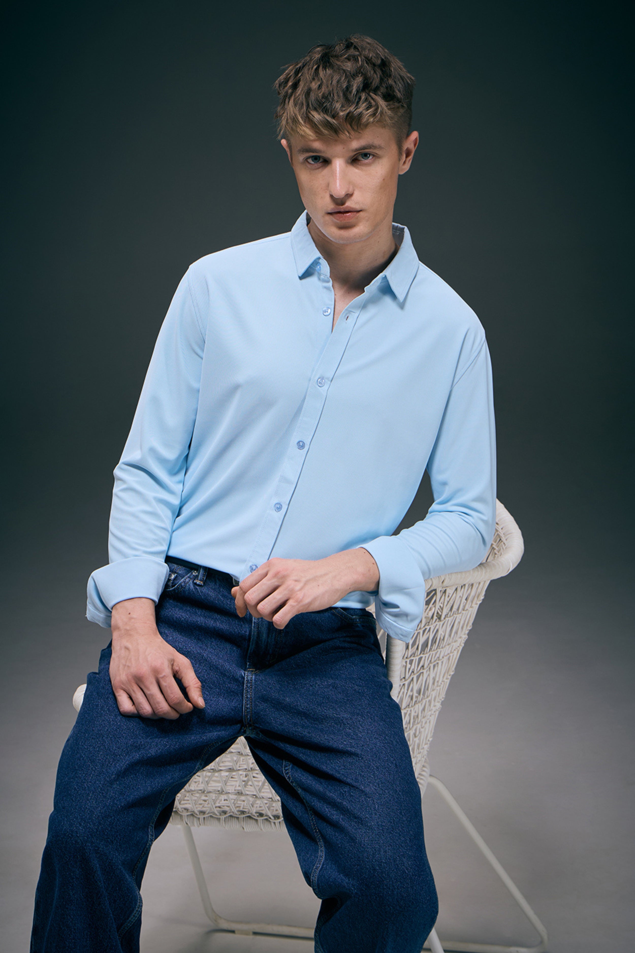Powder Blue Smart Tech Full Sleeve Shirt