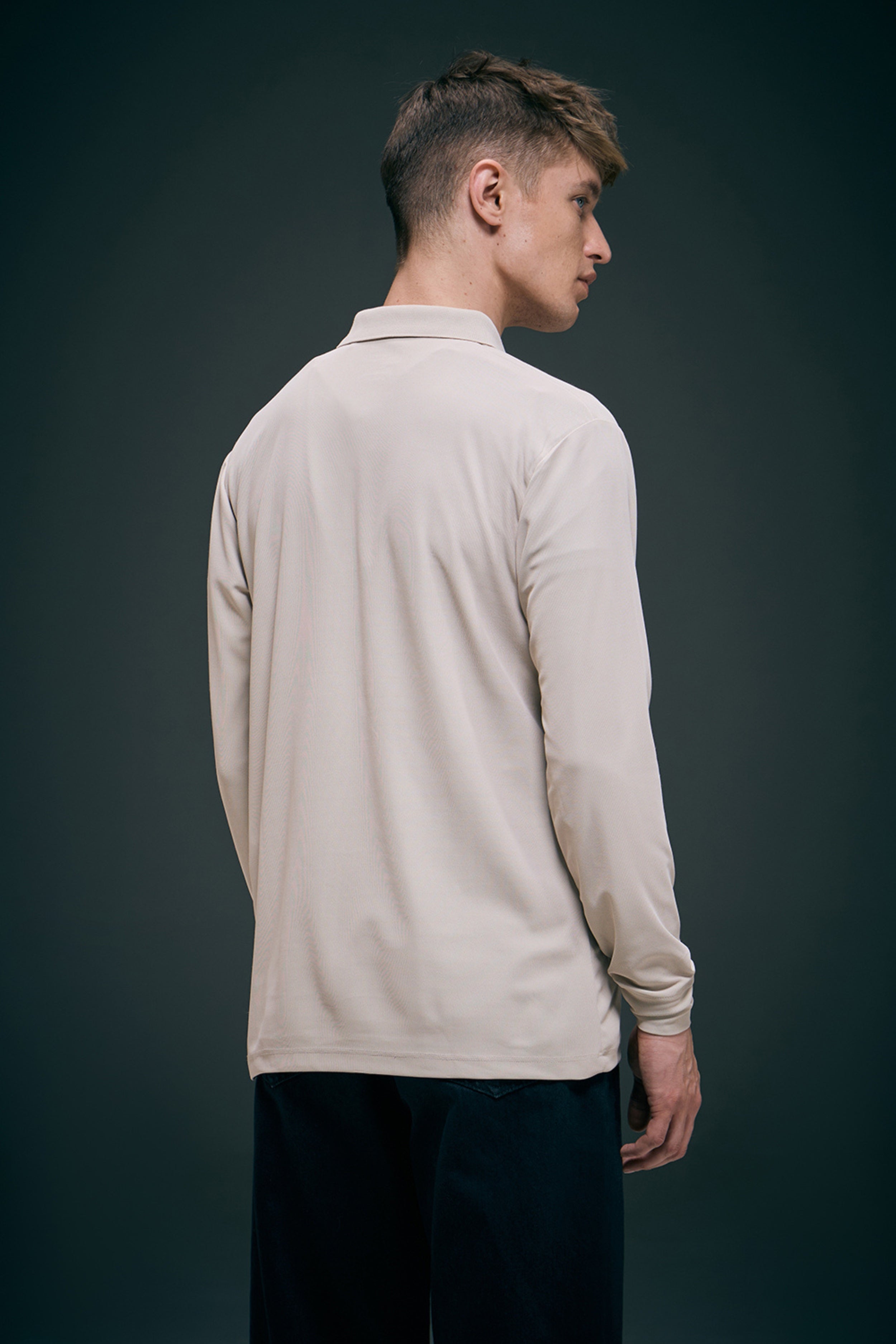Soft Beige Full Sleeve Smart Tech Polo