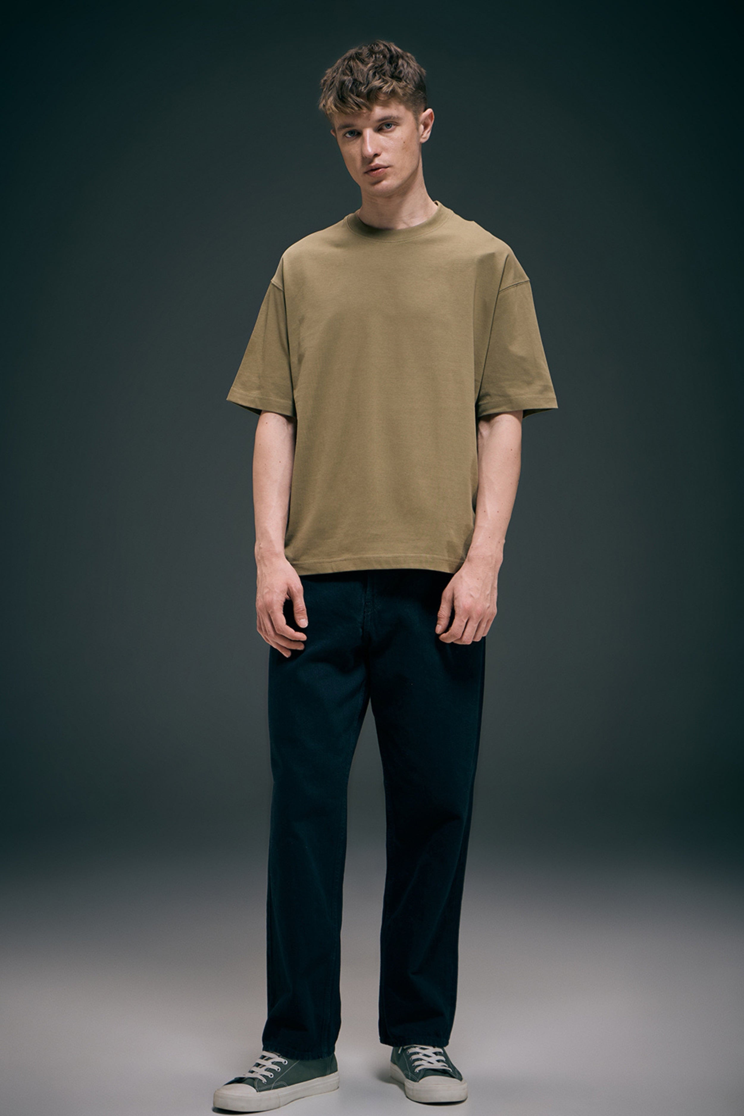 Olive - Oversized drop shoulder