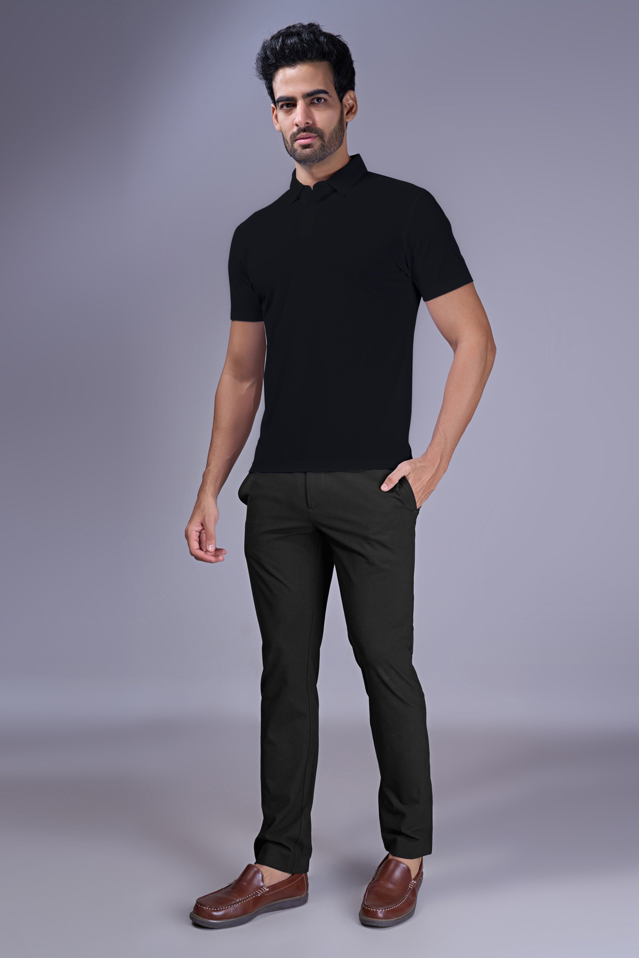 Black - 2 Button Stitchless Polo