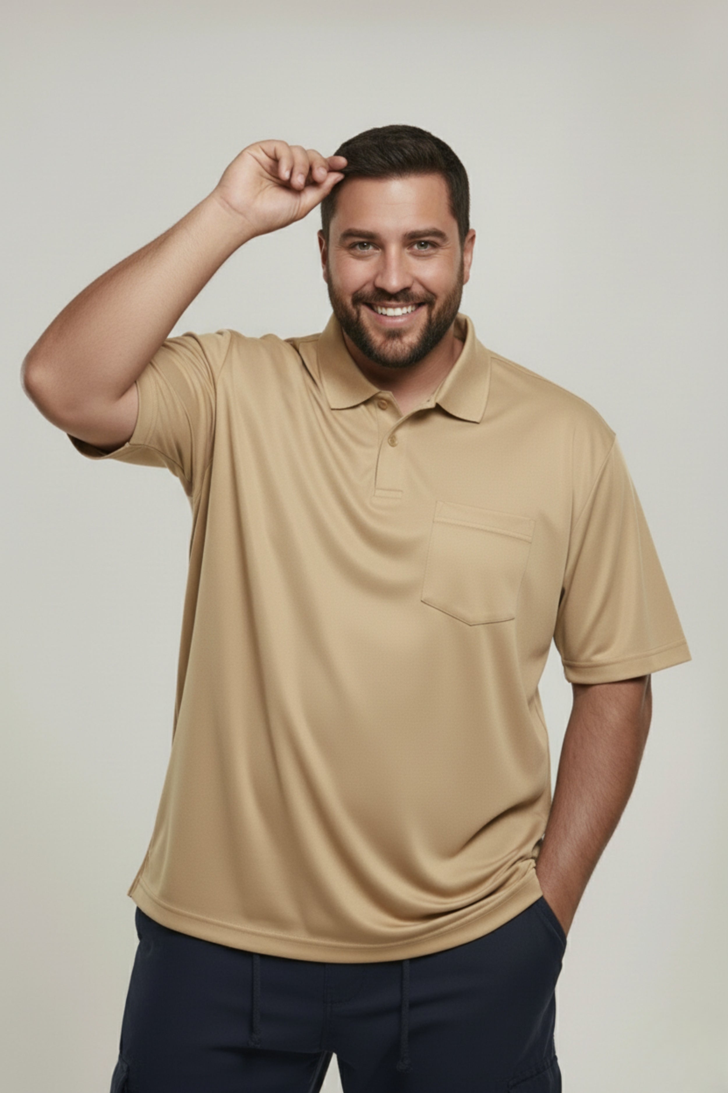 Light Yellow  - Smart Tech Pocket Polo Plus Size