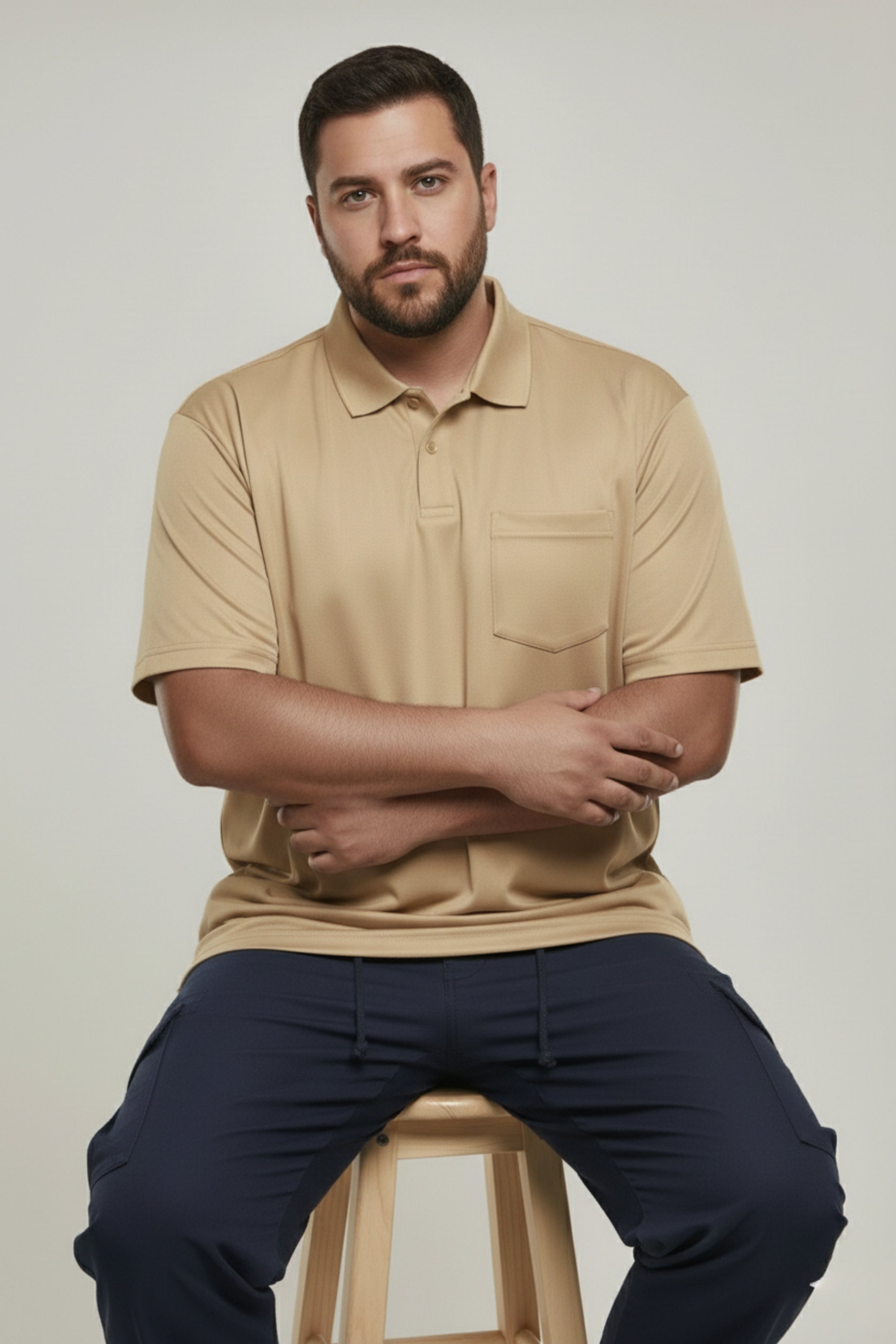 Light Yellow  - Smart Tech Pocket Polo Plus Size