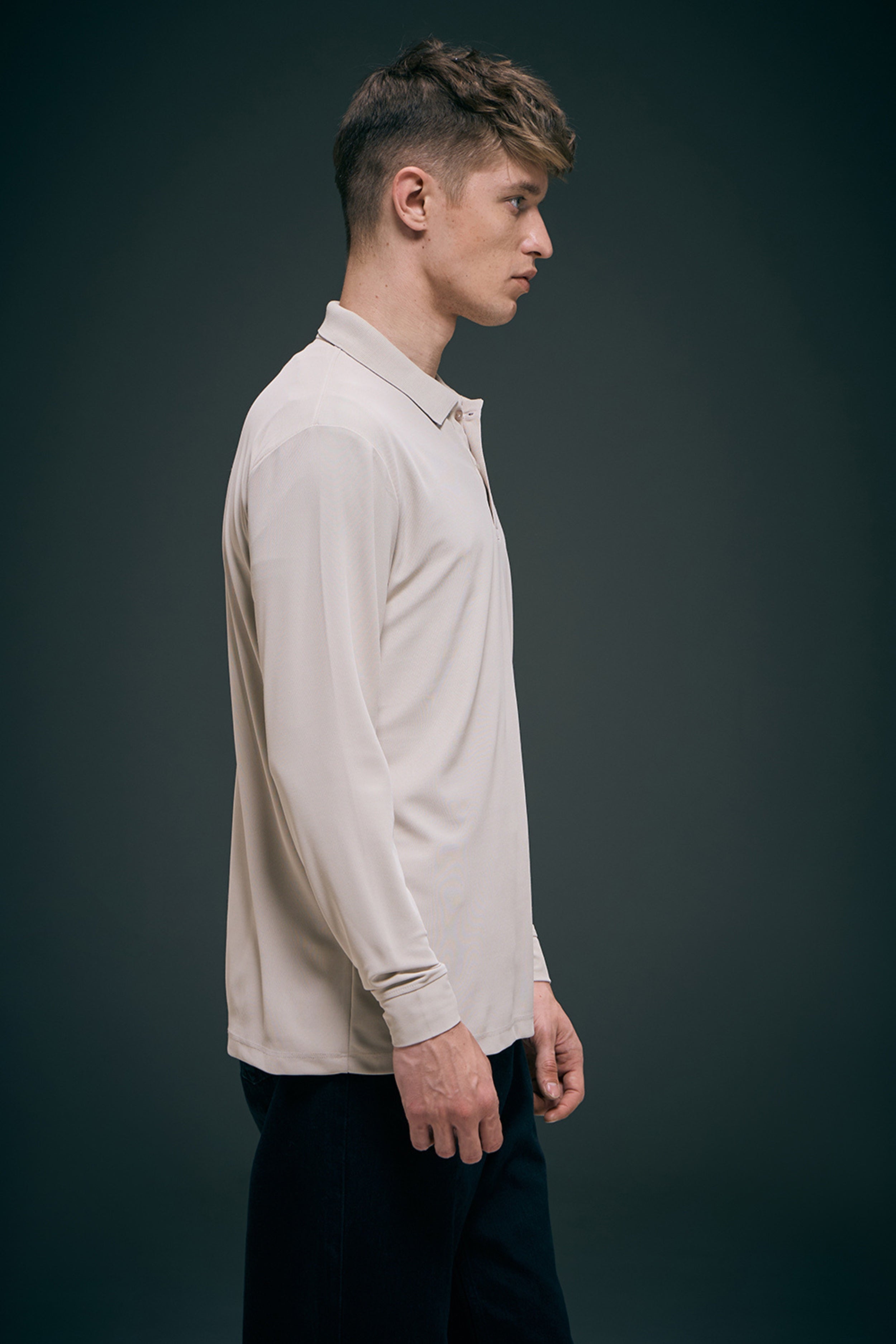 Soft Beige Full Sleeve Smart Tech Polo