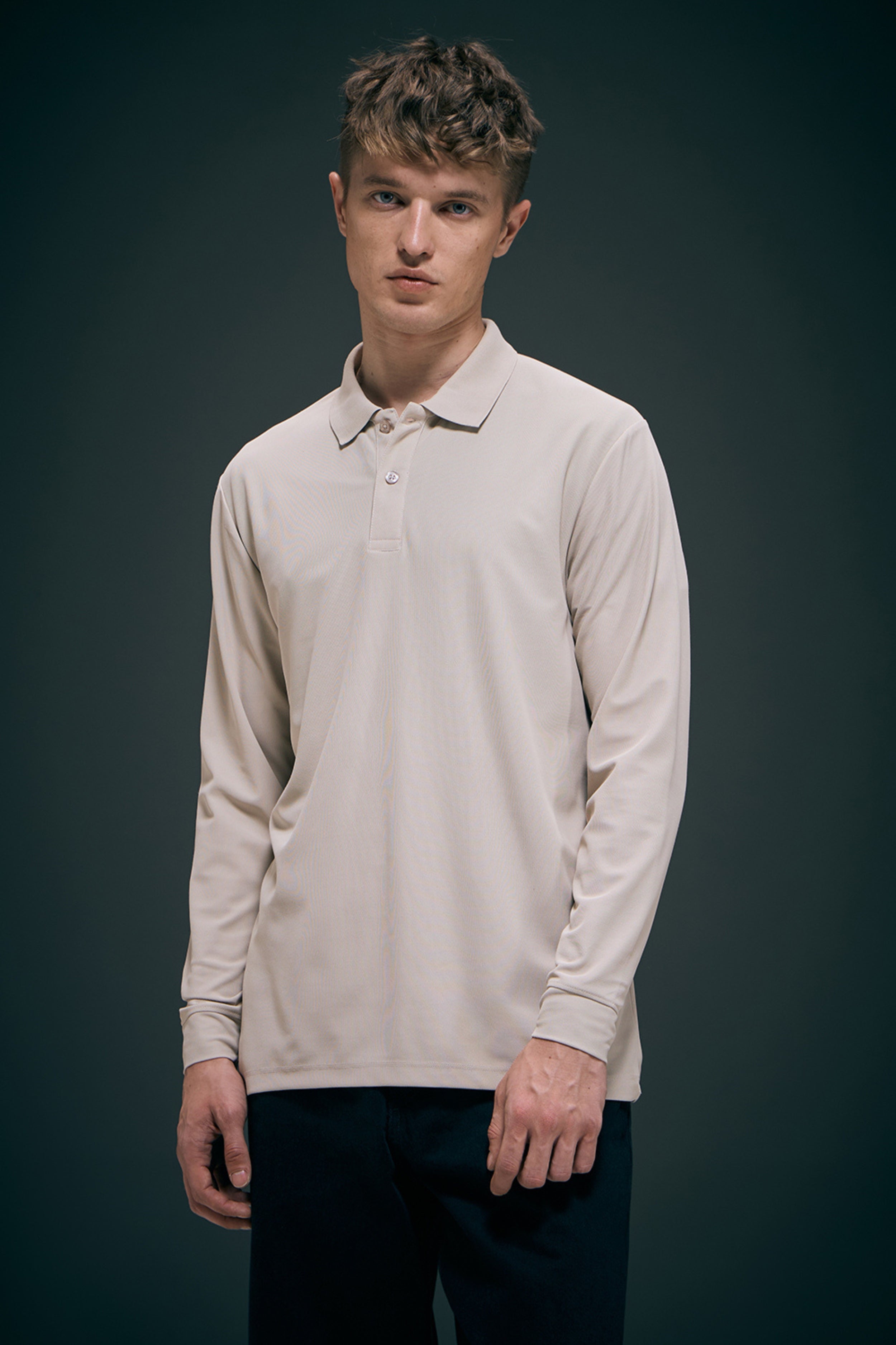 Soft Beige Full Sleeve Smart Tech Polo