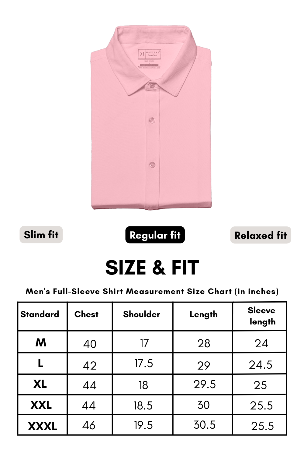 Light Pink Smart Tech Full Sleeve Shirt