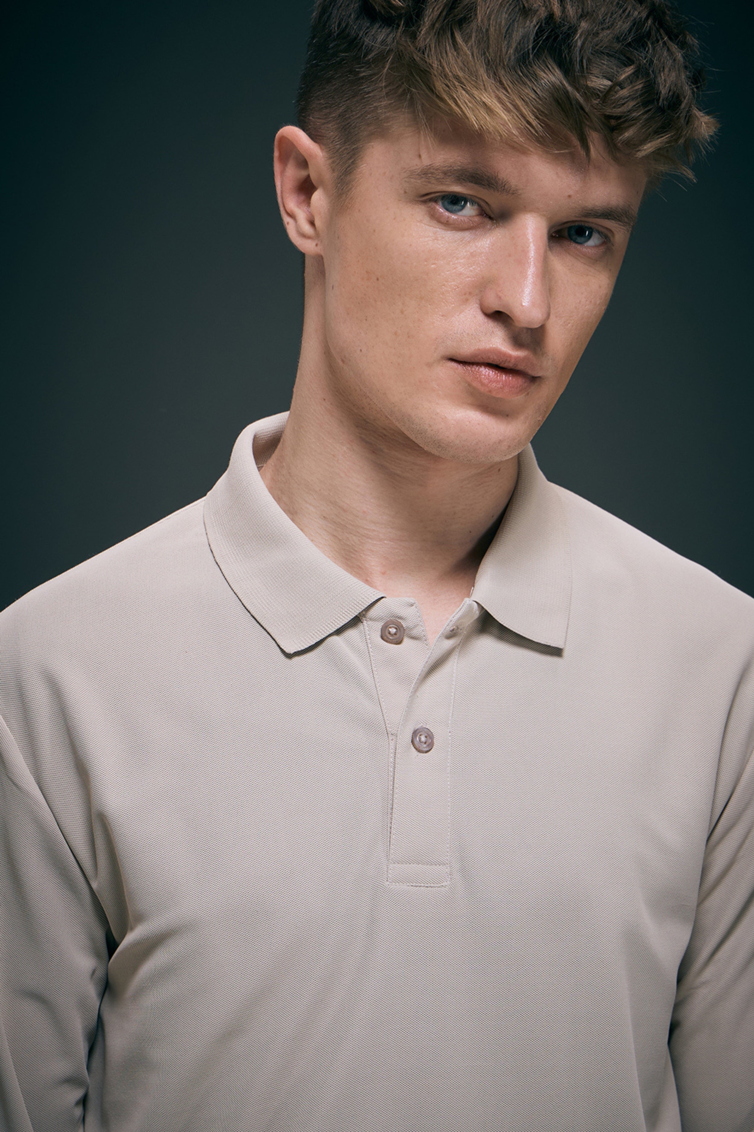 Soft Beige Full Sleeve Smart Tech Polo