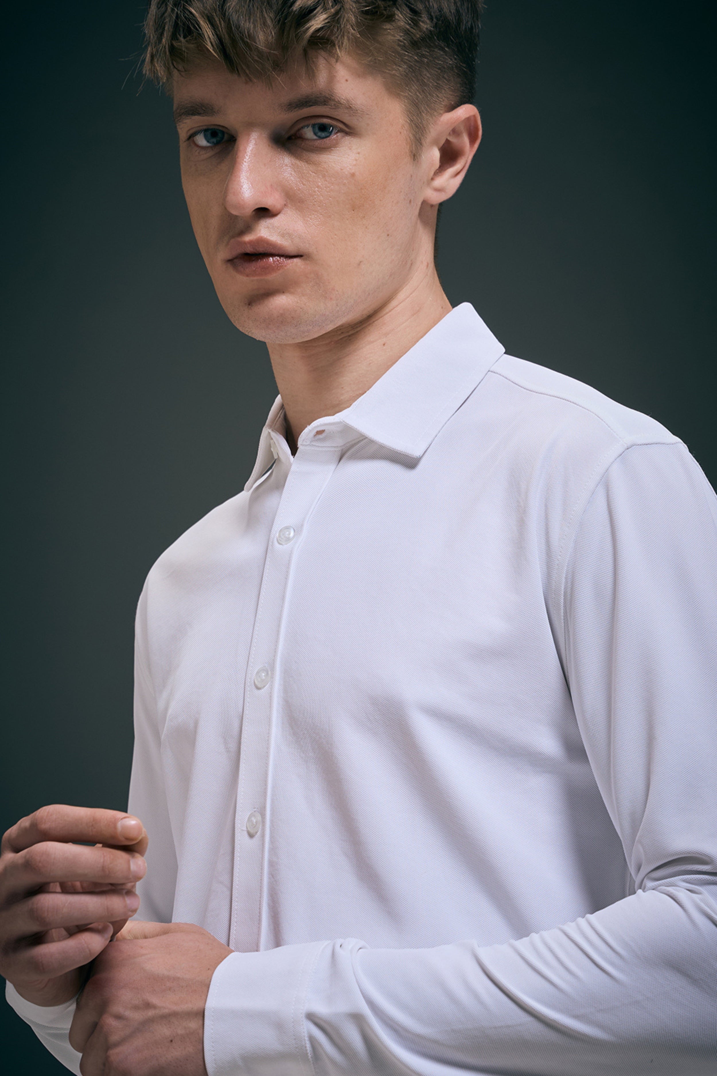 White Smart Tech Full Sleeve Shirt