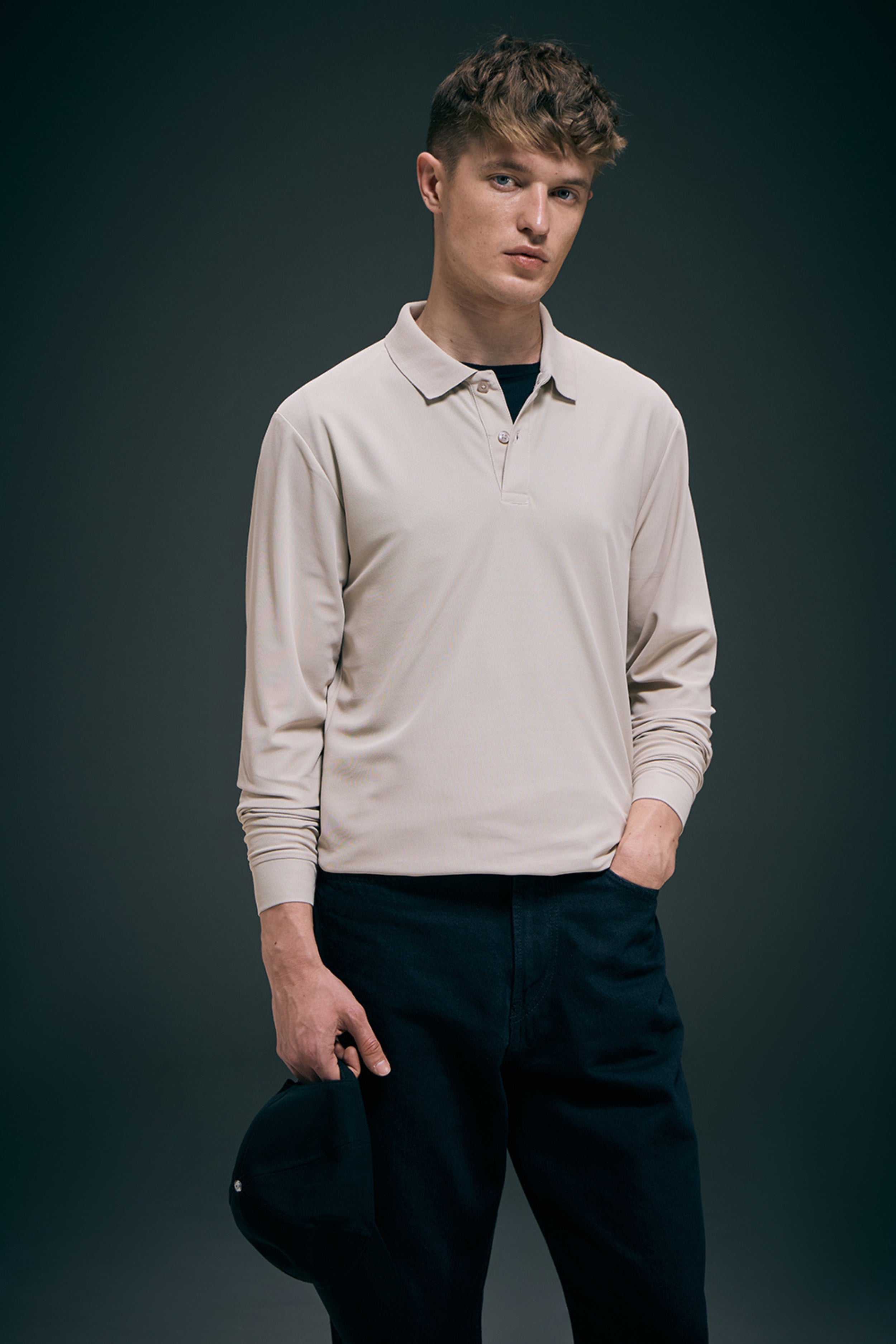 Soft Beige Full Sleeve Smart Tech Polo