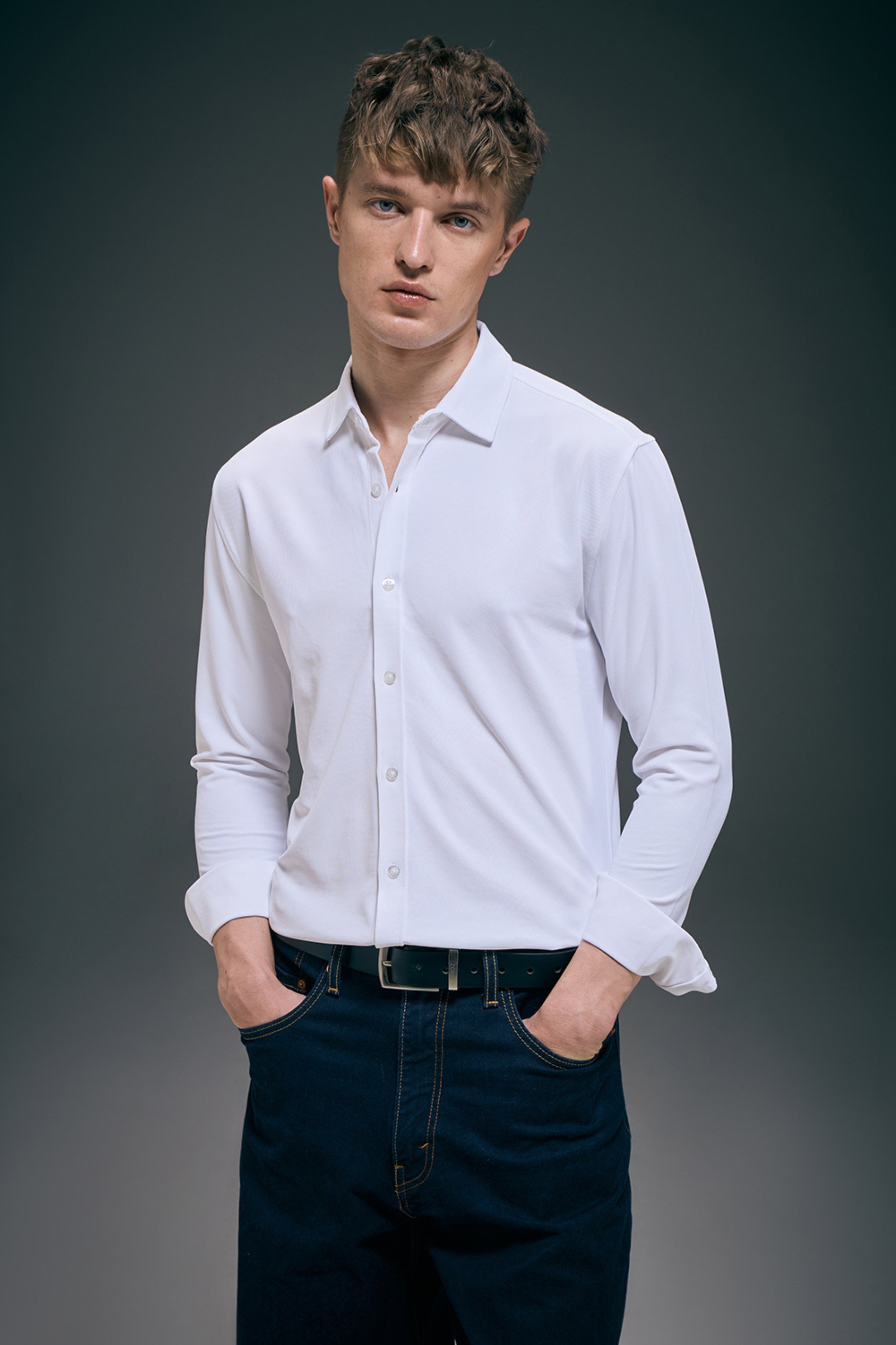 White Smart Tech Full Sleeve Shirt