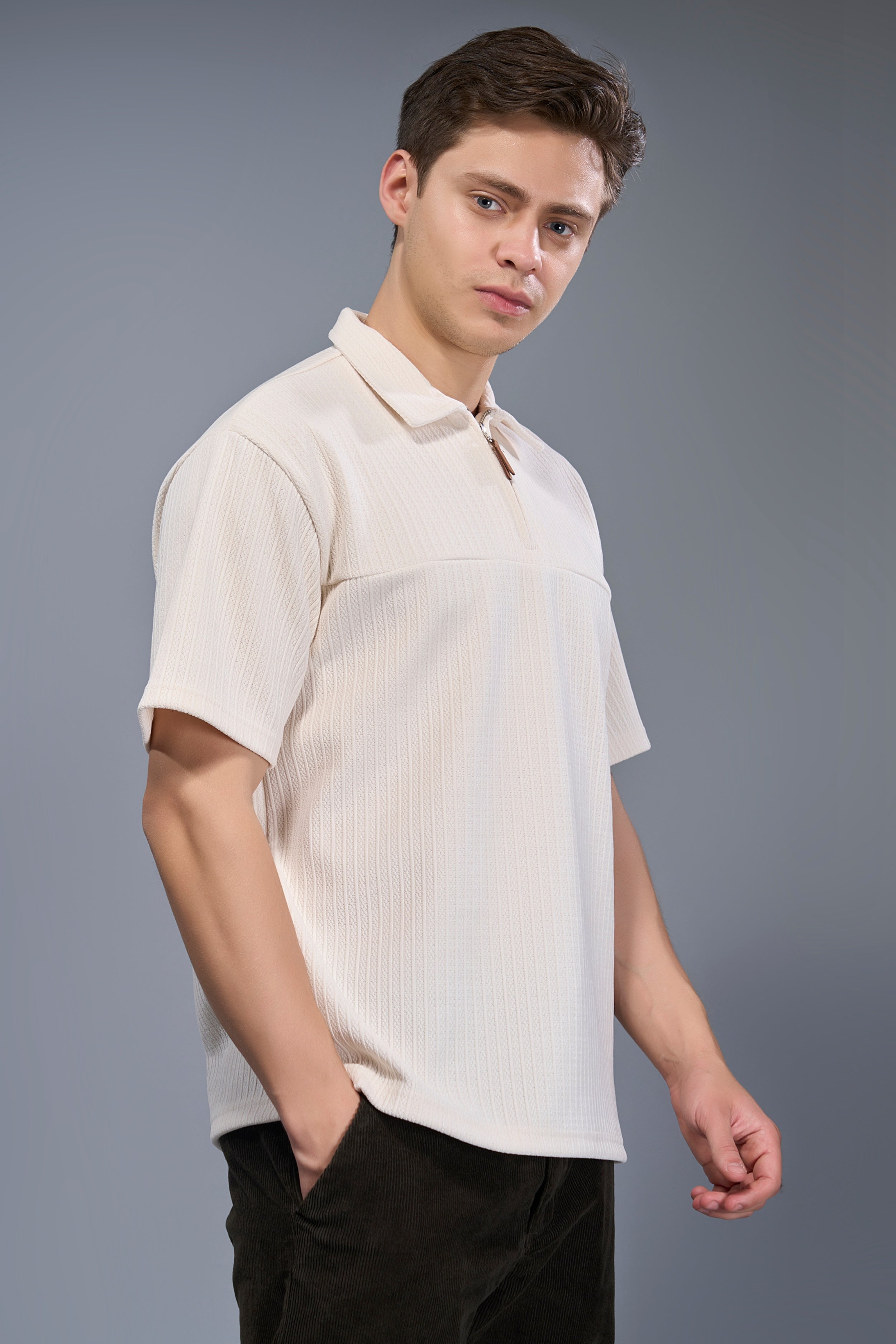 Powder White - Old Money Zip Polo