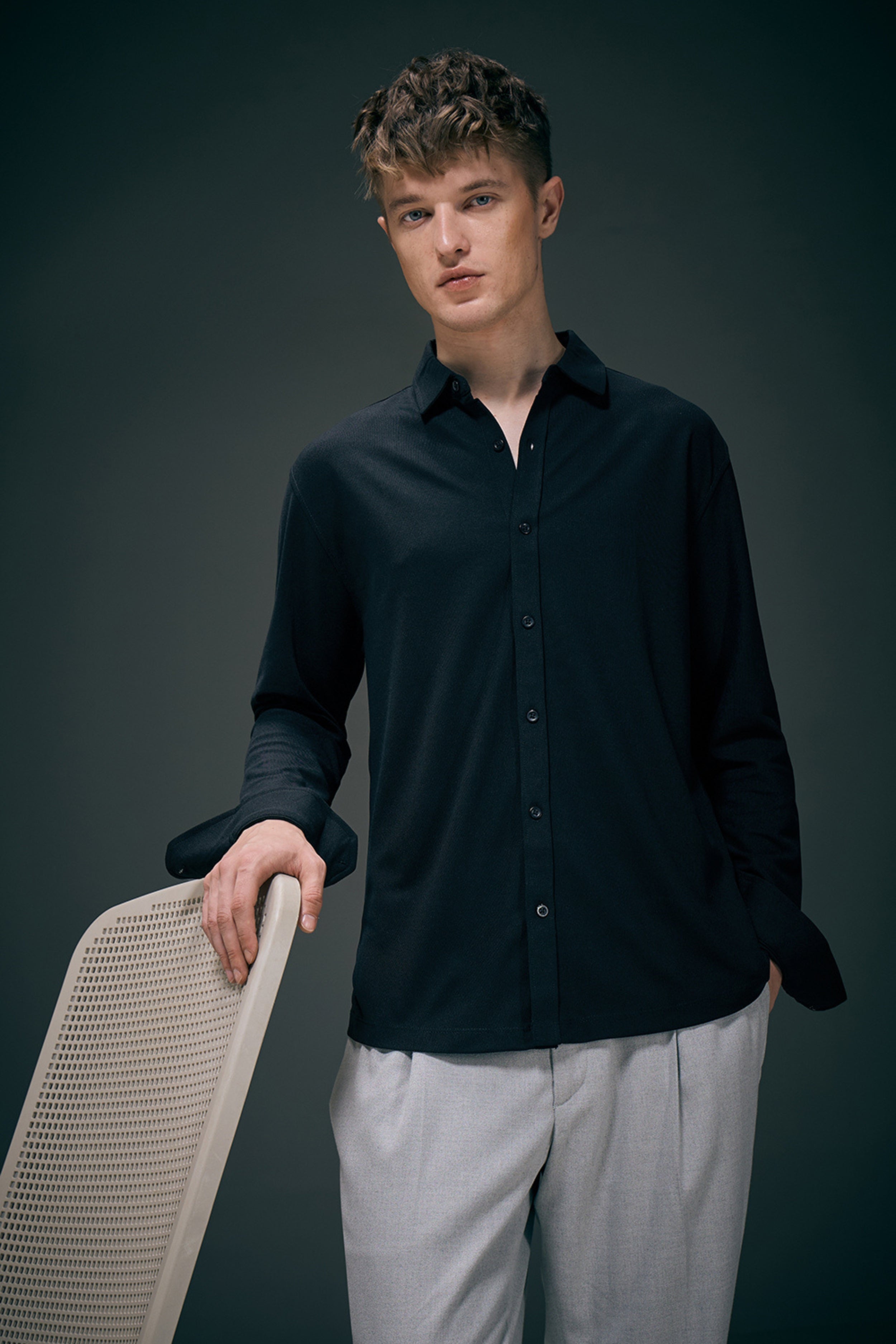Black Smart Tech Full Sleeve Shirt