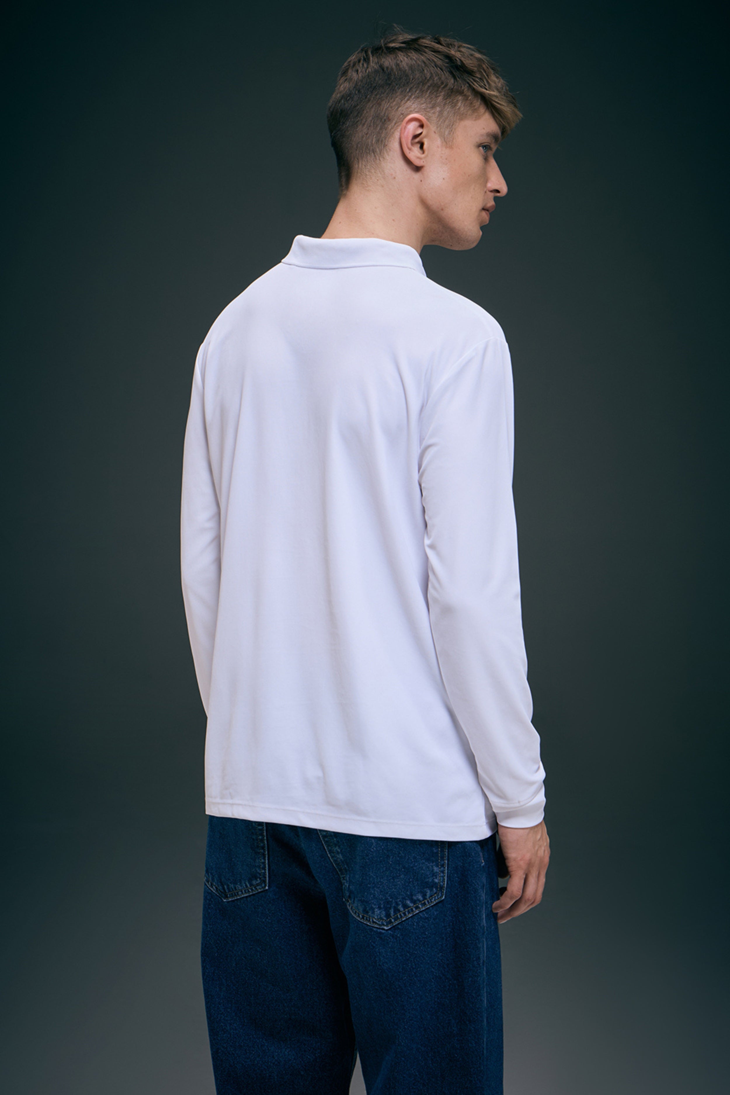 White Full Sleeve Smart Tech Polo
