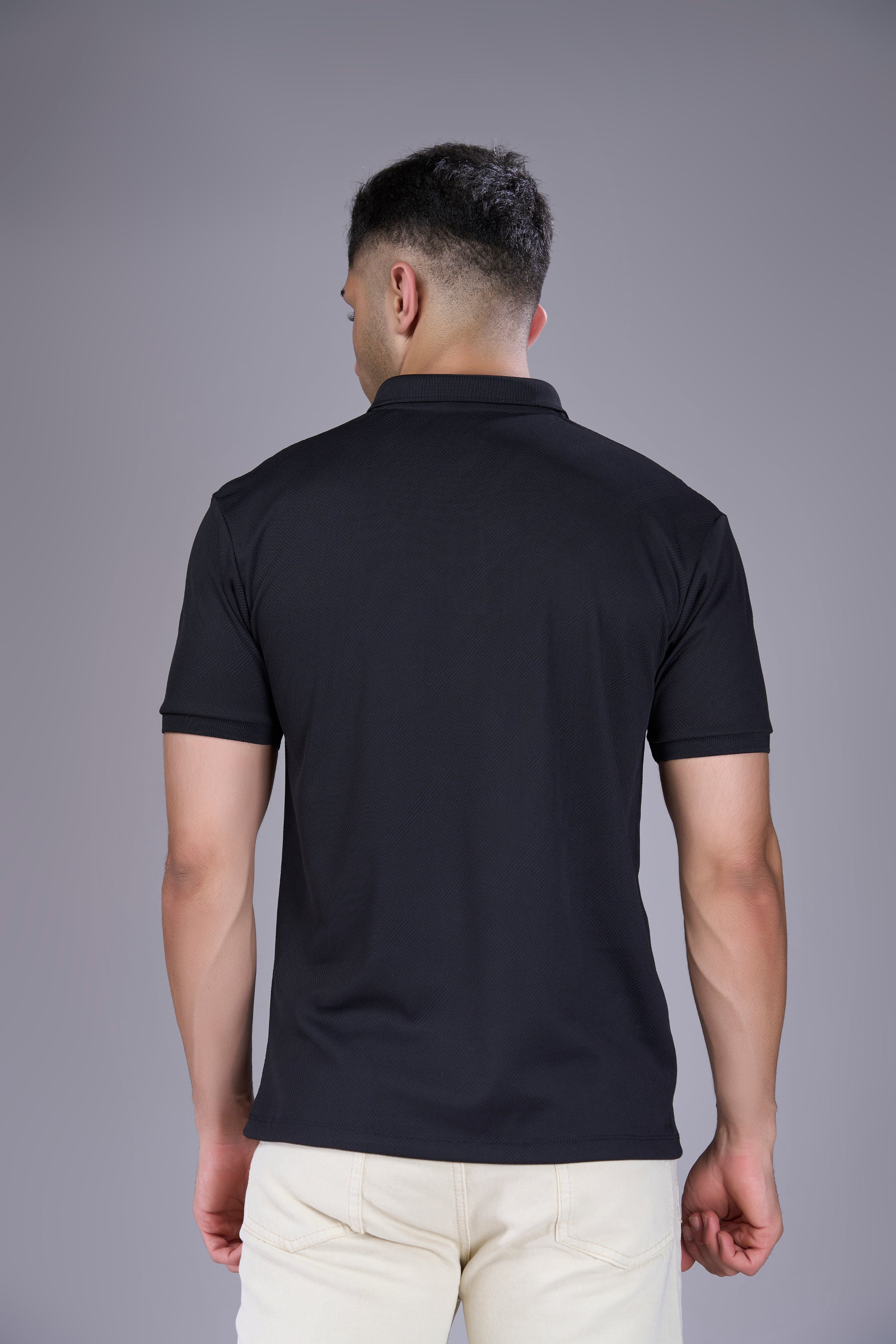 Black - Structure Knit Pocket Polo