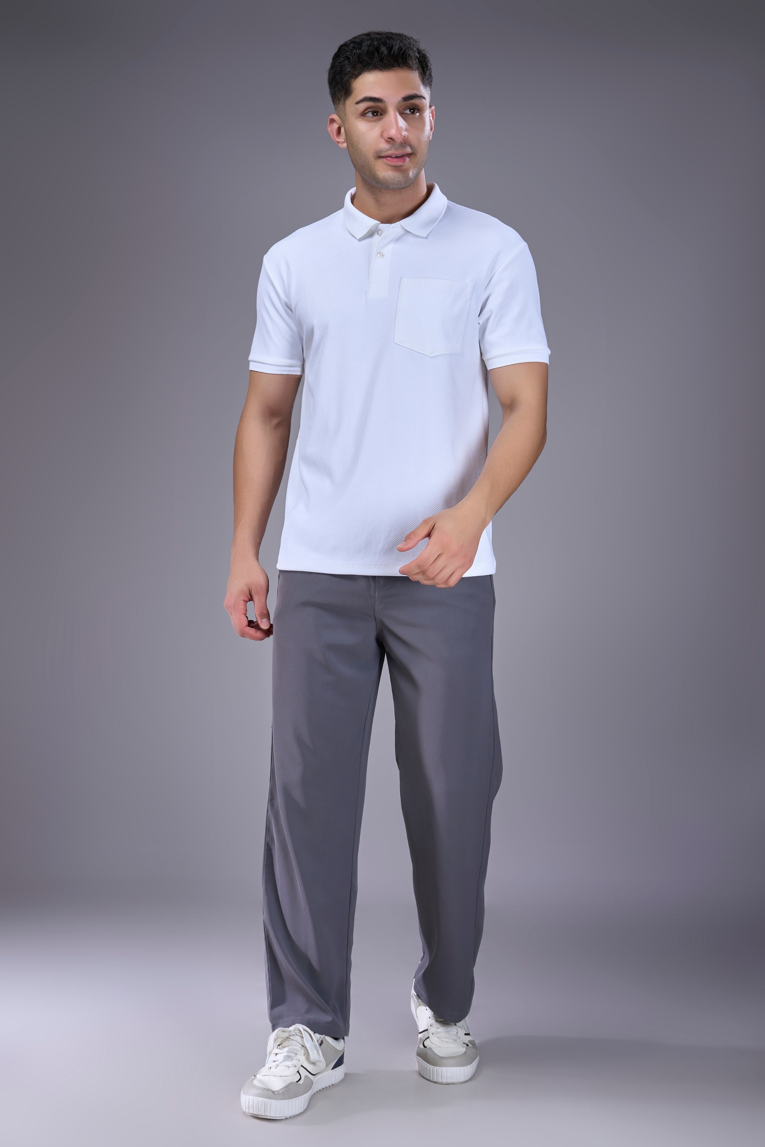 White - Structure Knit Pocket Polo