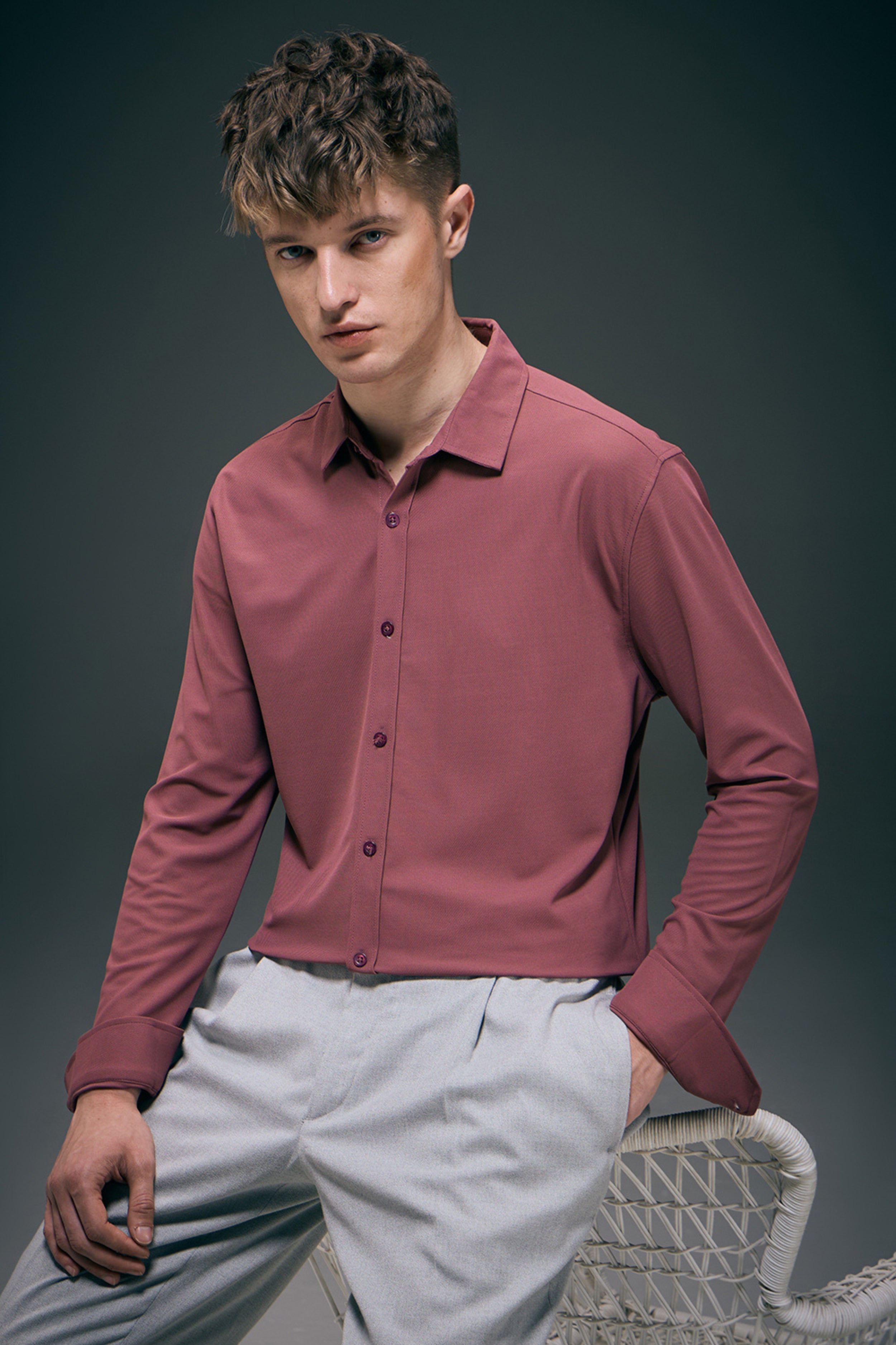 Maroon Smart Tech Full Sleeve Shirt