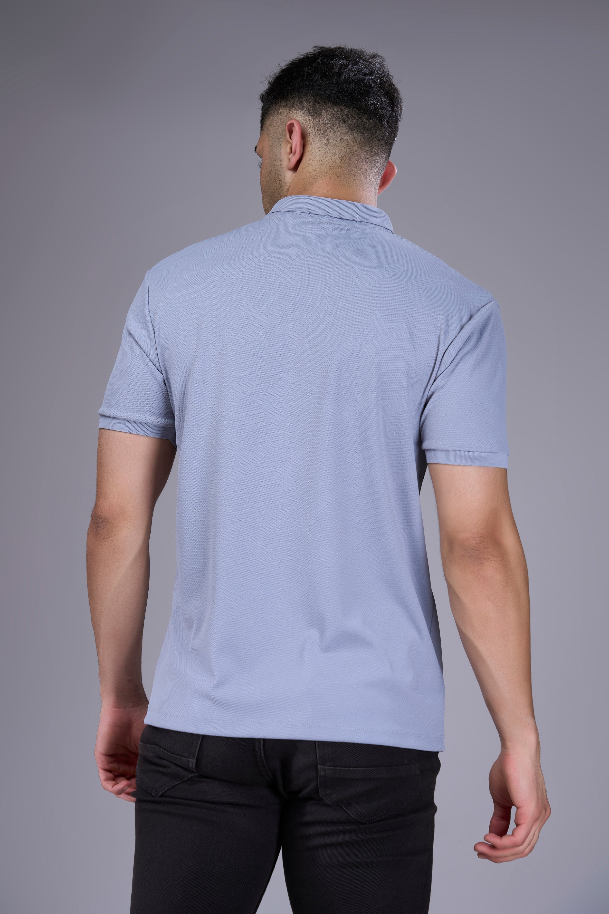 Light Grey - Structure Knit Pocket Polo