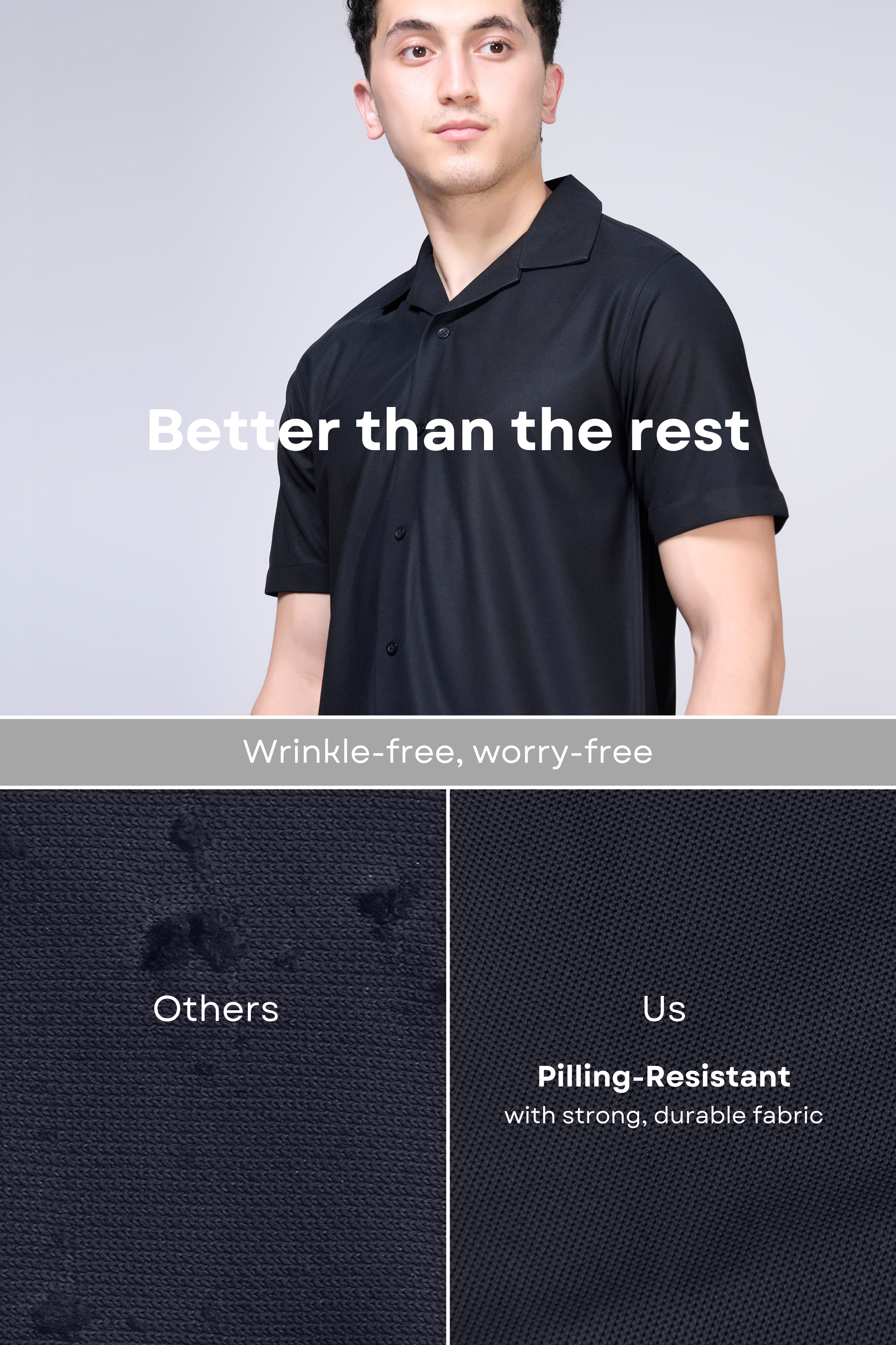 Black Smart Tech Cuban Shirt